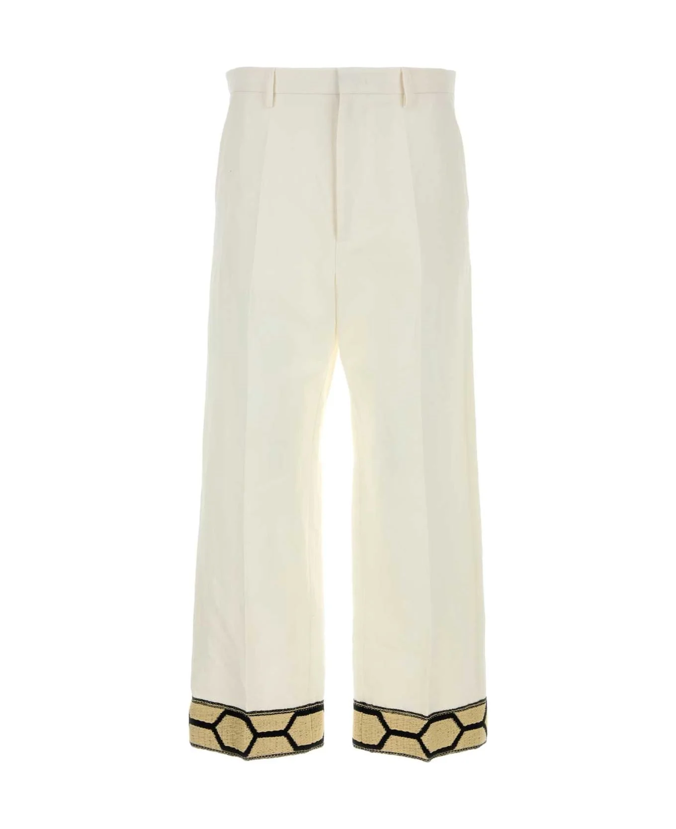 White Cotton Blend Pant - 1