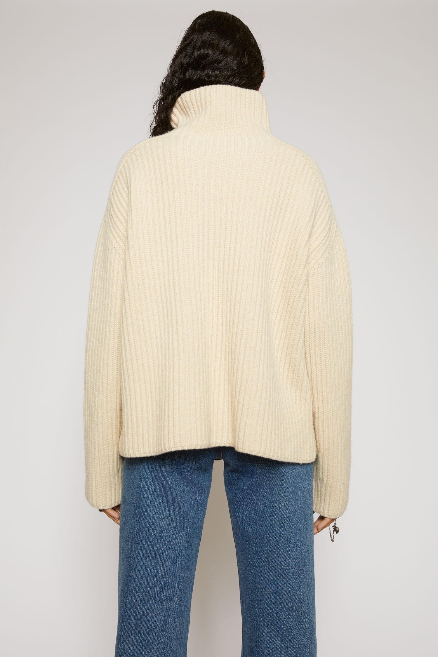 High neck ribbed sweater oat beige - 4