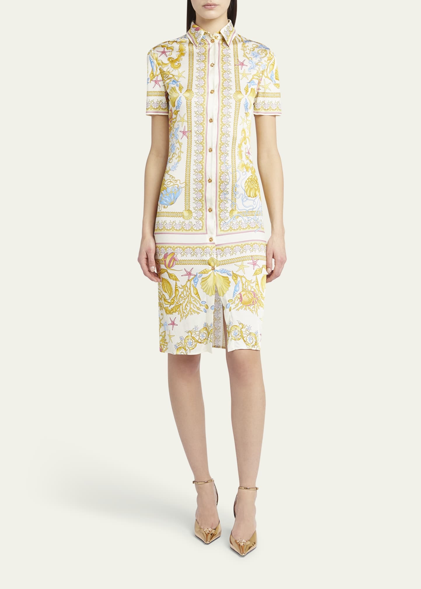 Underwater Baroque-Print Jersey Shirtdress - 2
