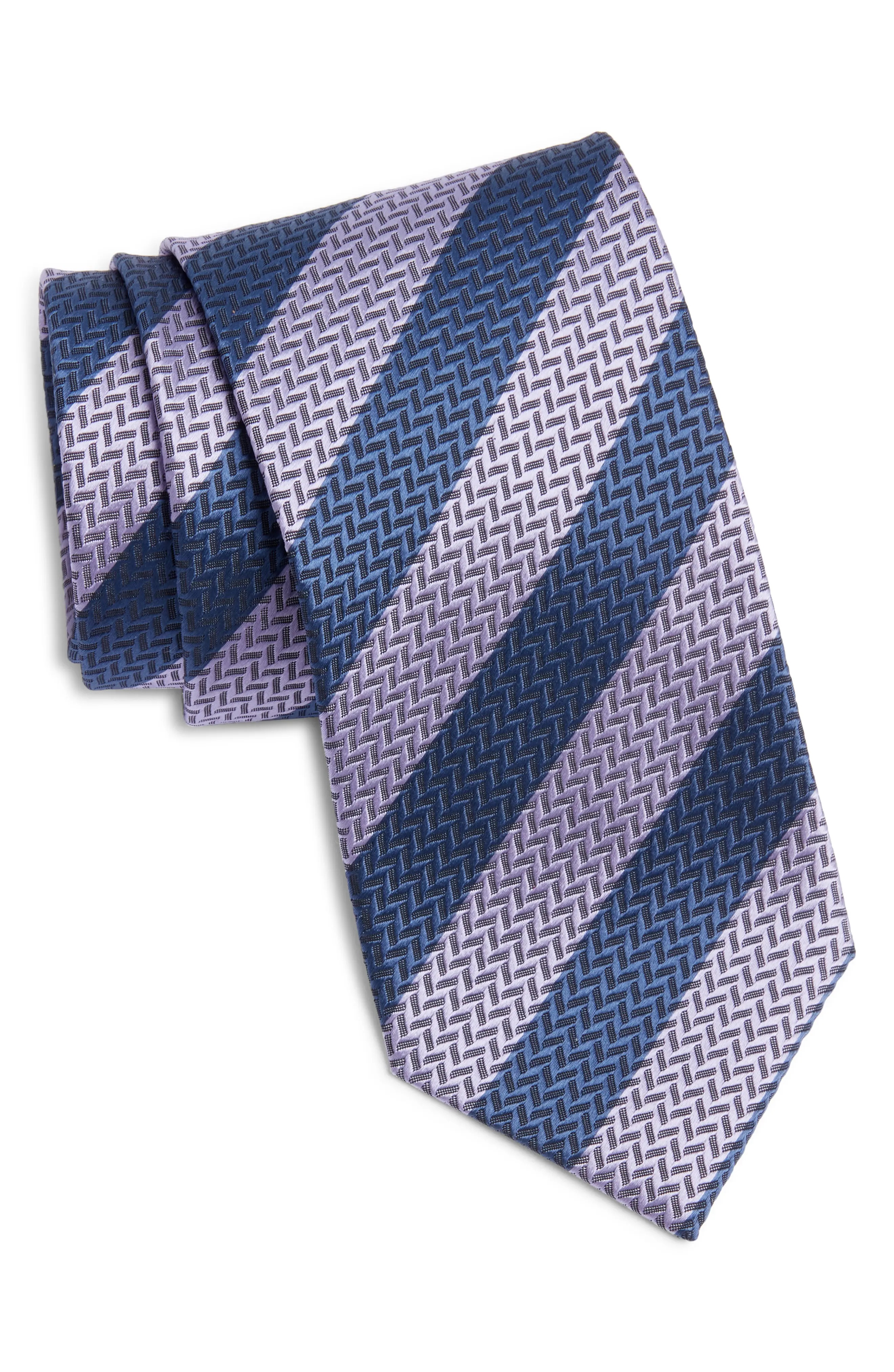Repp Stripe Silk Tie in Royal/Roseate - 1
