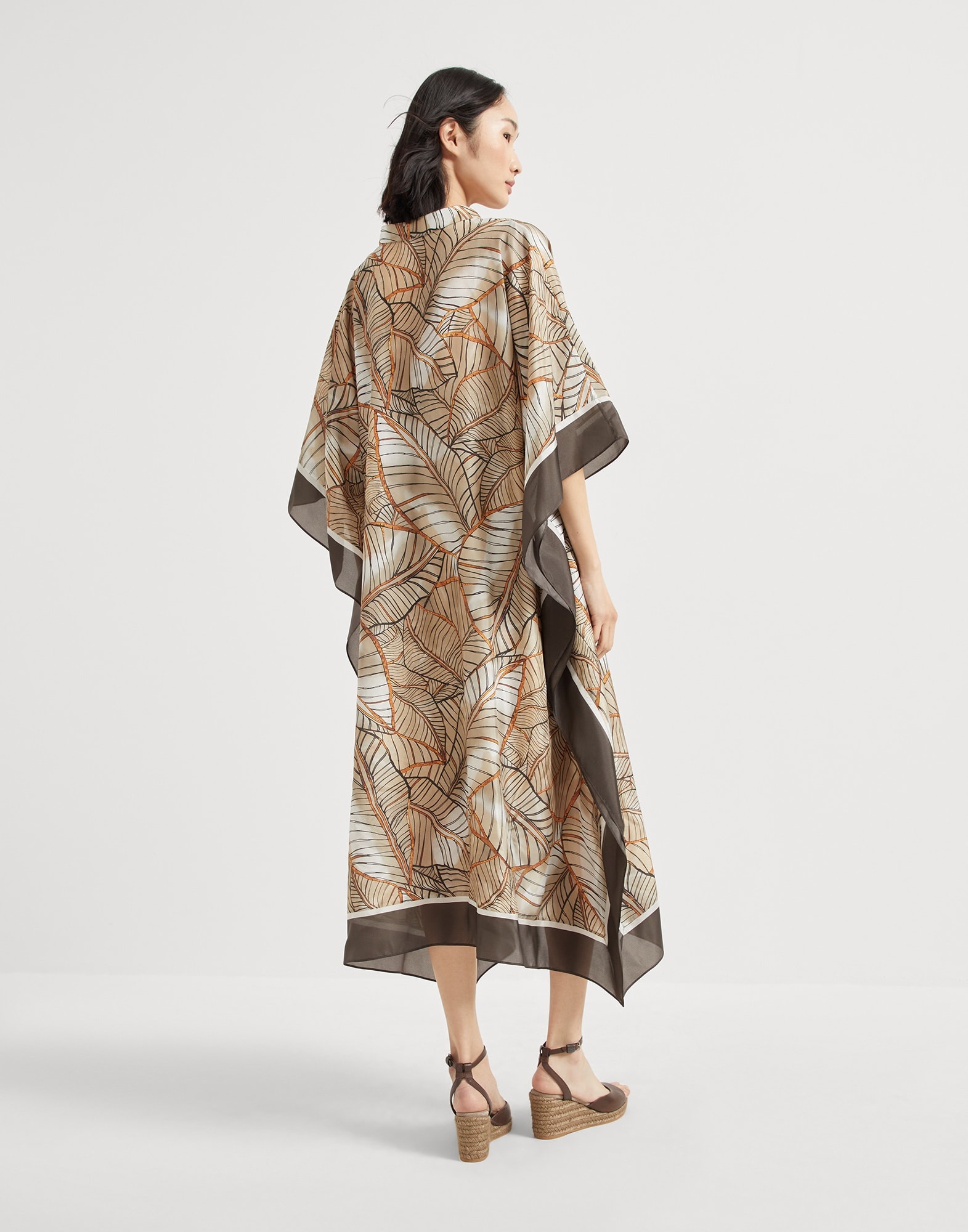 Silk papyrus print pongée caftan dress - 2
