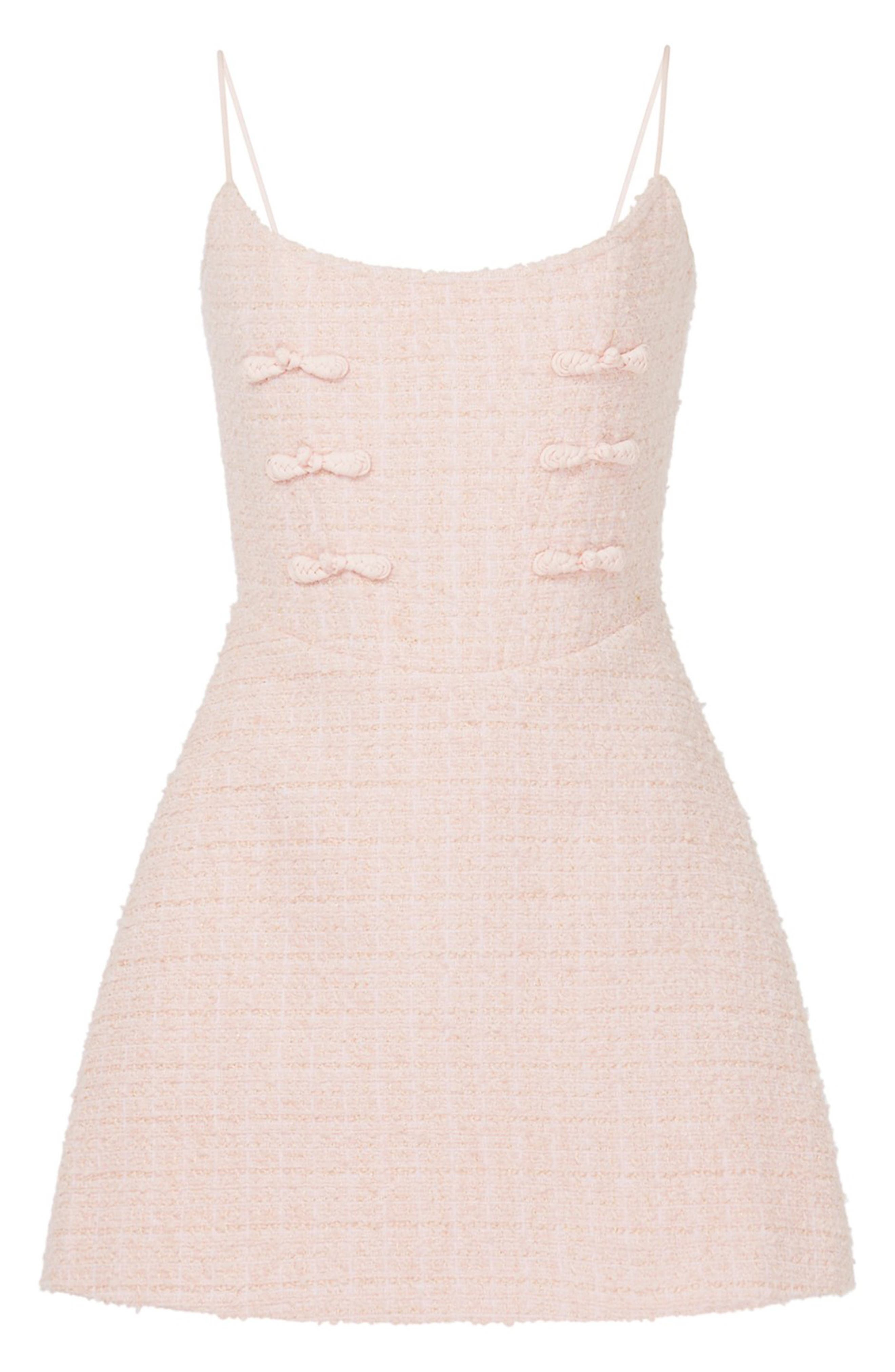 SAU LEE Andi Metallic Tweed Cocktail Minidress in Pastel Pink at Nordstrom - 3