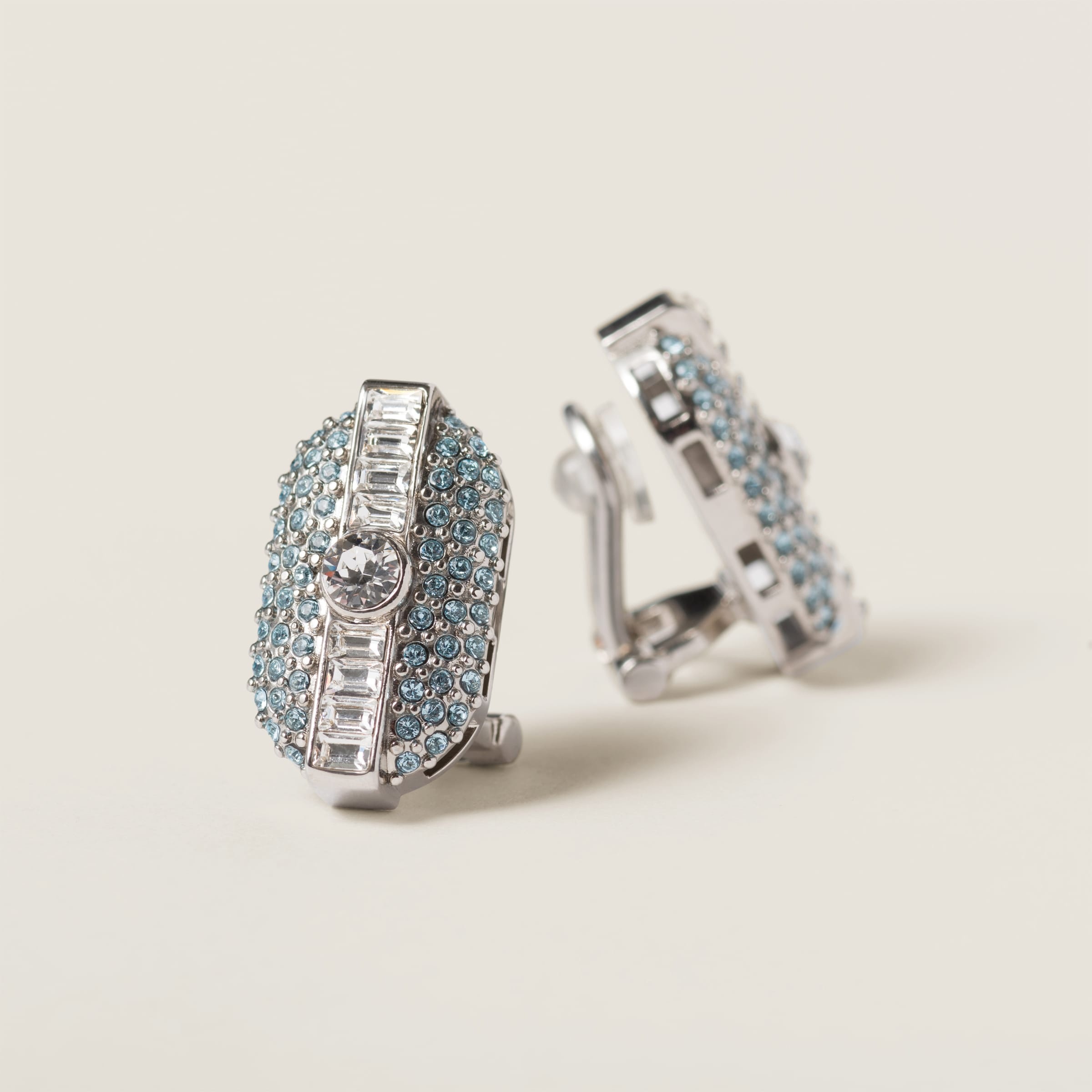 Metal earrings with crystals - 3