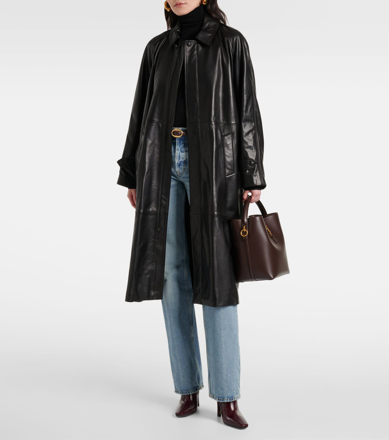 NOUR HAMMOUR Isolde belted leather coat outlook