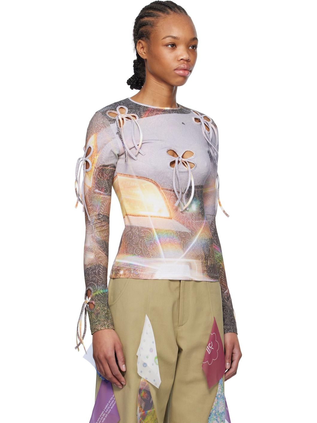 Multicolor Flashing Light Petal Long Sleeve T-shirt - 2