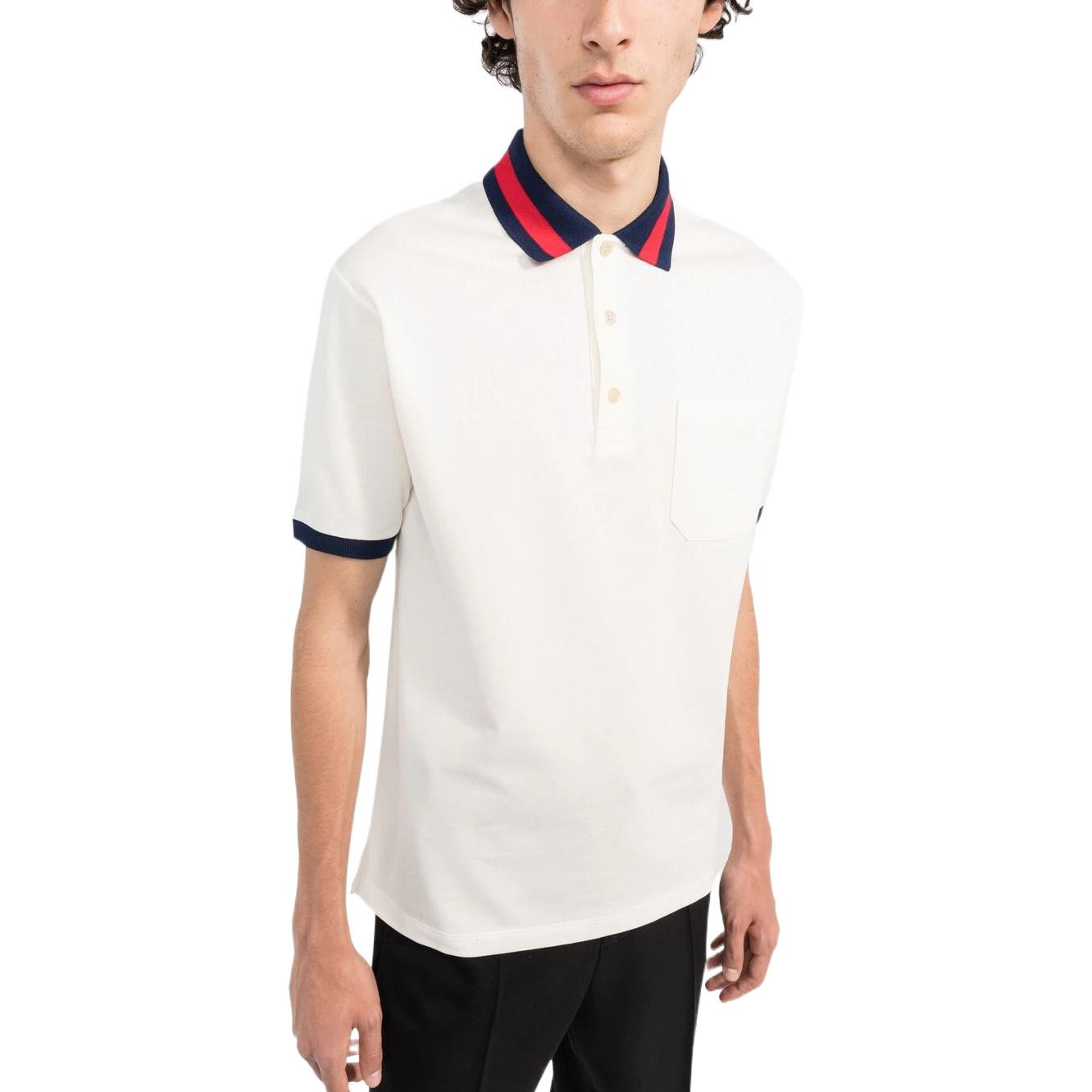 Gucci Cotton Piquet Polo With Web Collar 'Ivory' 701735-XJELJ-9750 - 4