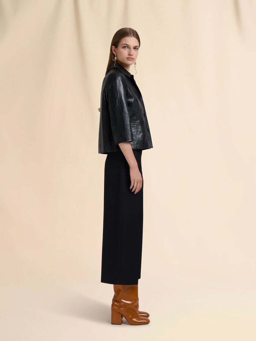 BLACK WOOL CROPPED TROUSERS - 5