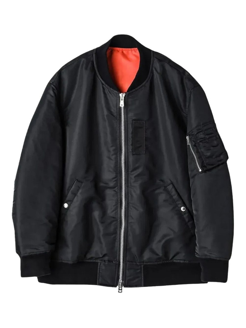 zip-up "Black" bomber jacket 1