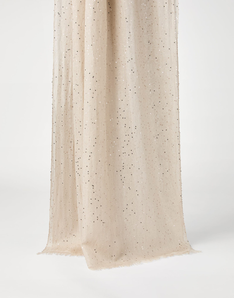 Lightweight cashmere and silk Diamond yarn knit scarf - 1