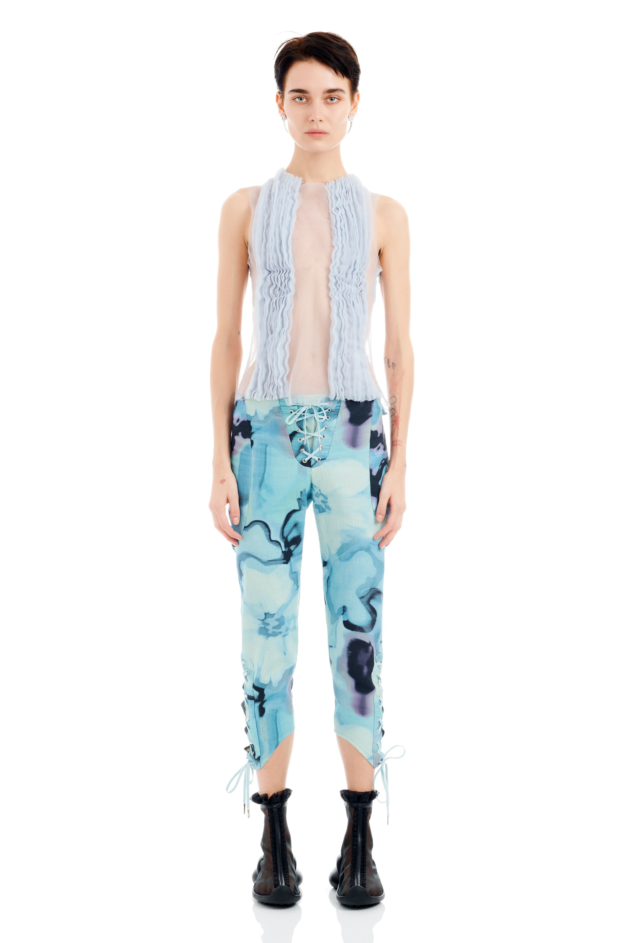 SKY WATERCOLOR FLORAL BANEBERRY PANT - 2