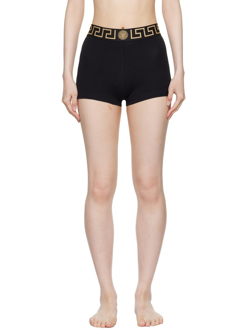 Black Greca Border Boy Shorts - 1