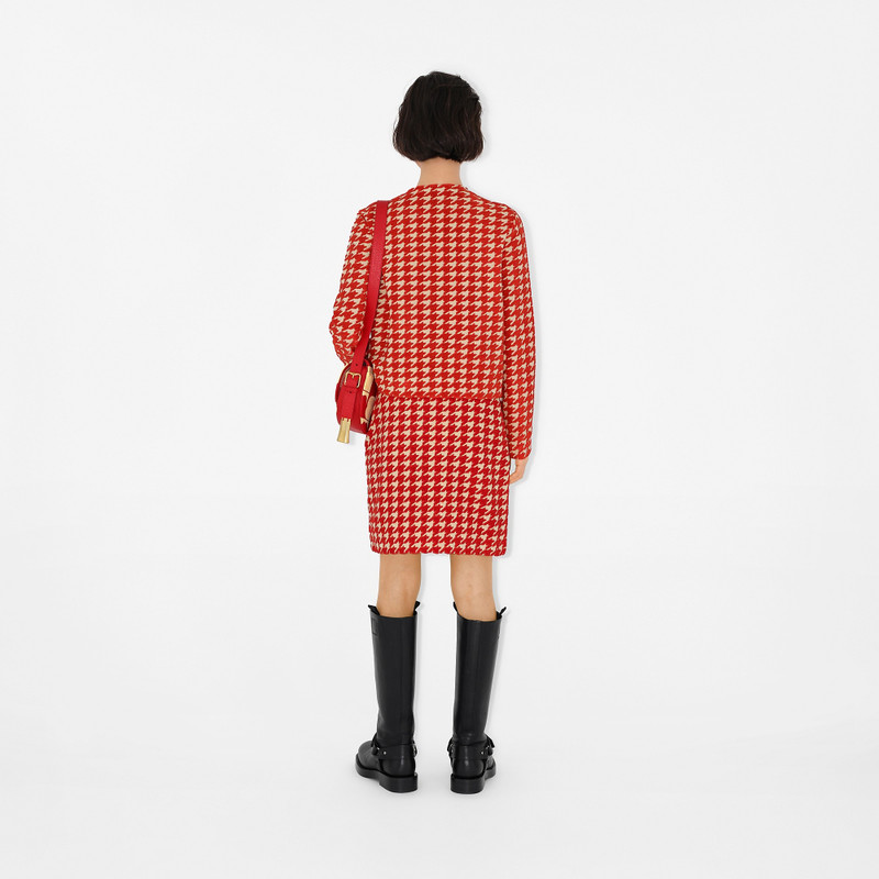 Houndstooth Nylon Blend Mini Skirt 4