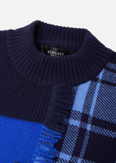 VERSACE Tartan Patchwork Wool Sweater outlook