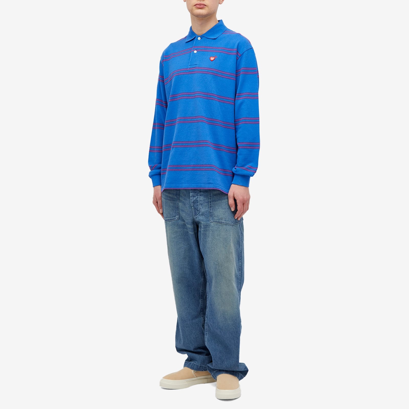 Human Made Long Sleeve Striped Polo Shirt - 4