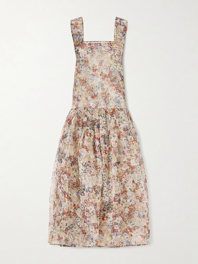 Amello Floral-print Silk-organza Midi Dress 1