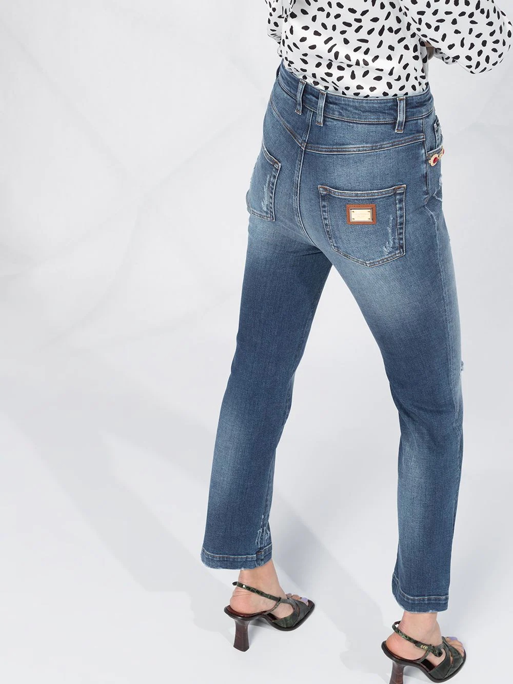 high-waisted cropped jeans - 3