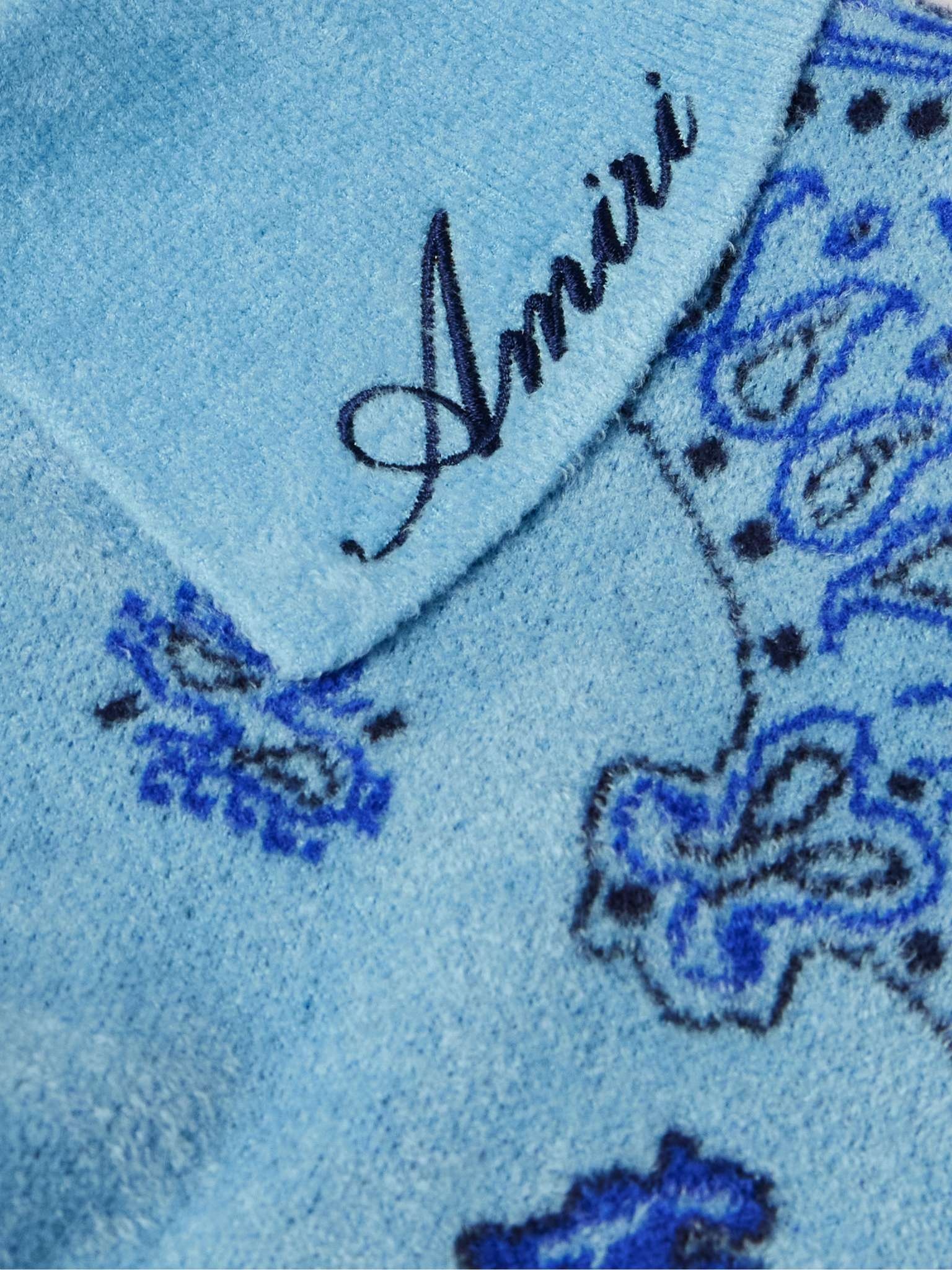 Logo-Embroidered Paisley-Jacquard Fleece Polo Shirt - 4