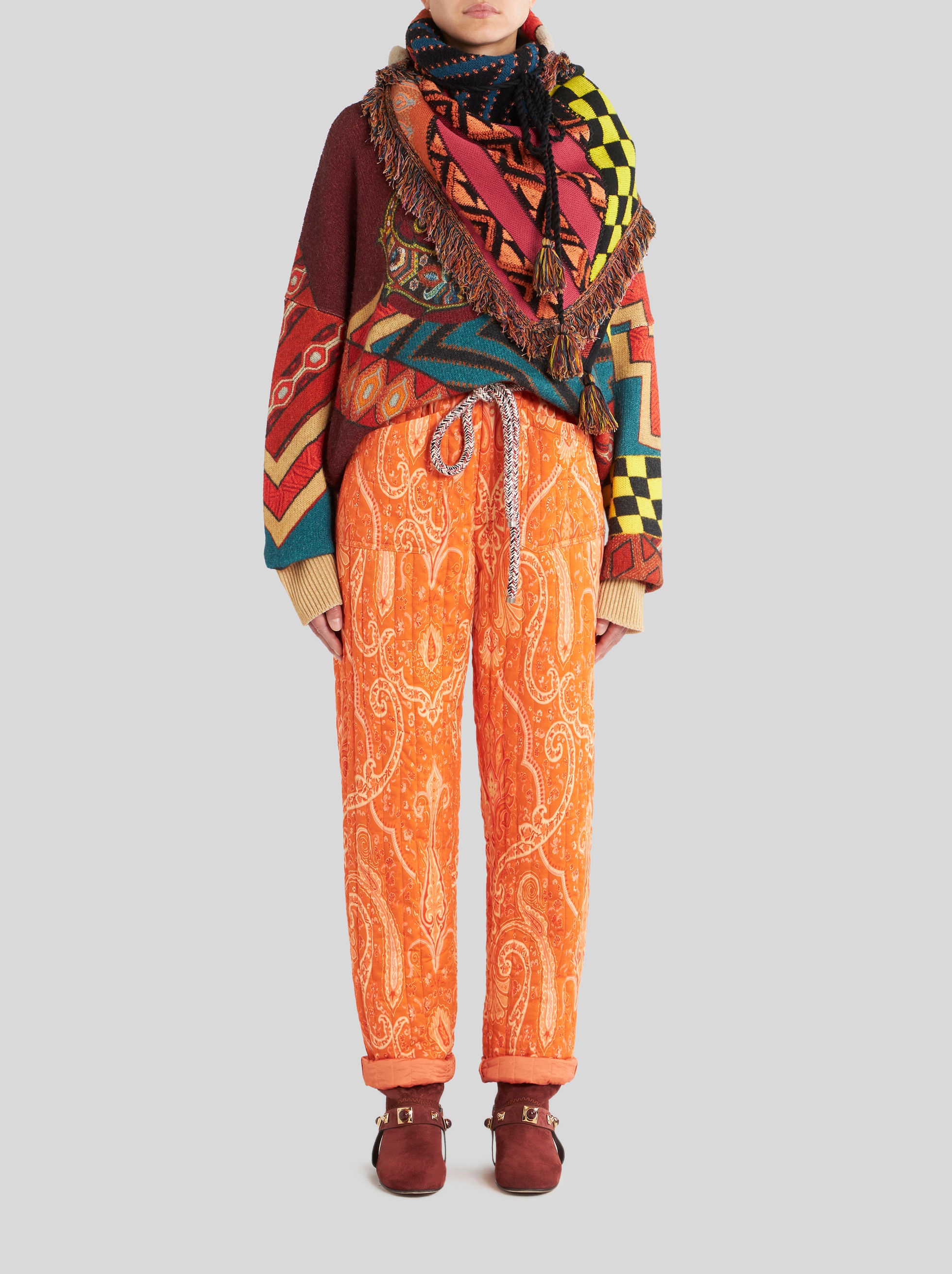 PATCHWORK PRINT WOOL JUMPER - 3