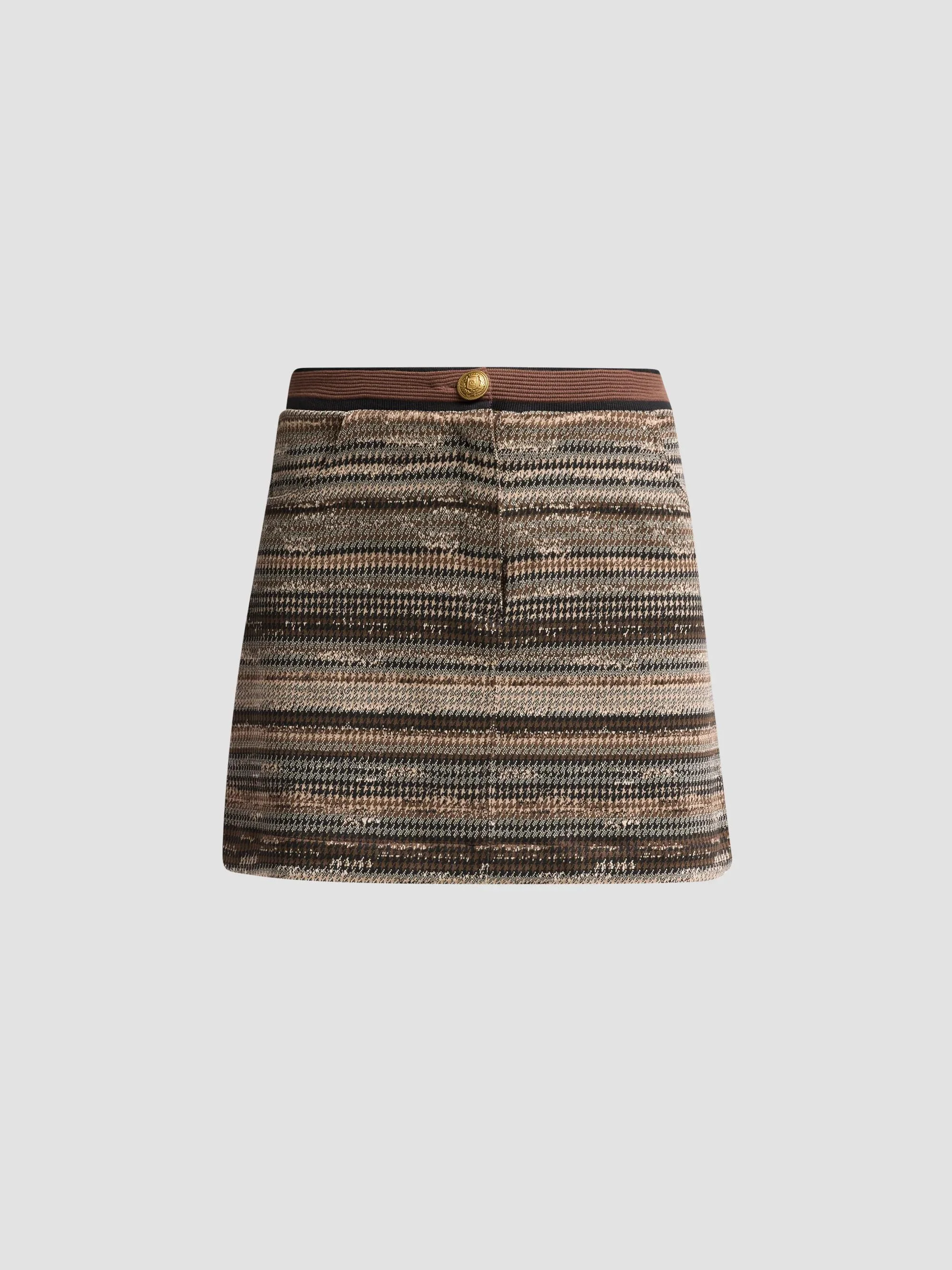 Women's Alina Striped Houndstooth Mini Skirt - Black Houndstooth - 1
