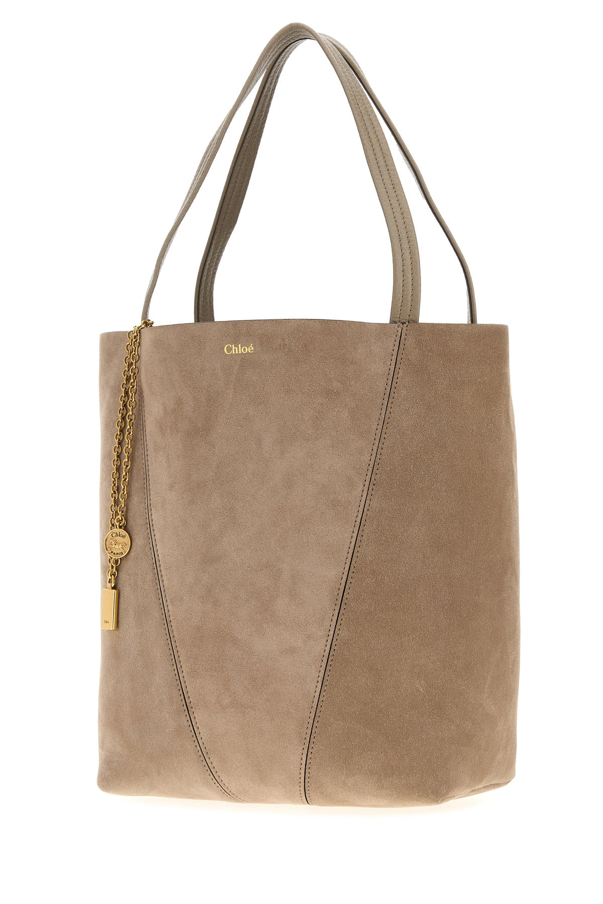 Dove grey suede Chloè Spin shopping bag - 2