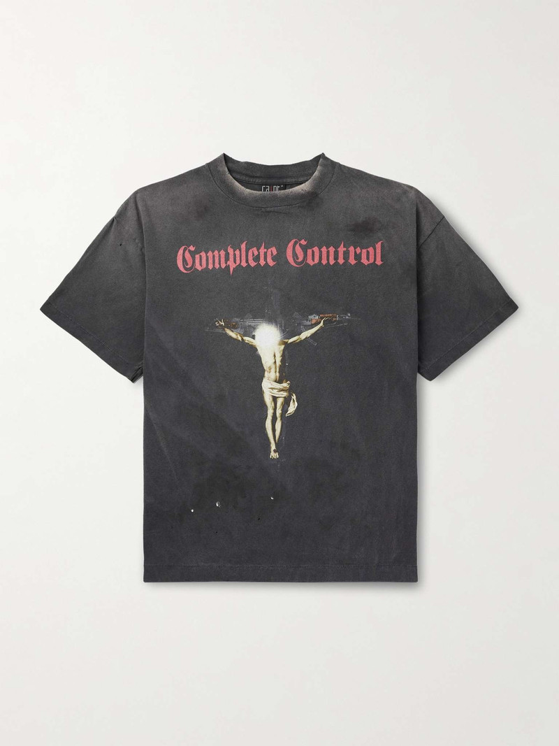 + Kosuke Kawamura Distressed Printed Cotton-Jersey T-Shirt - 1