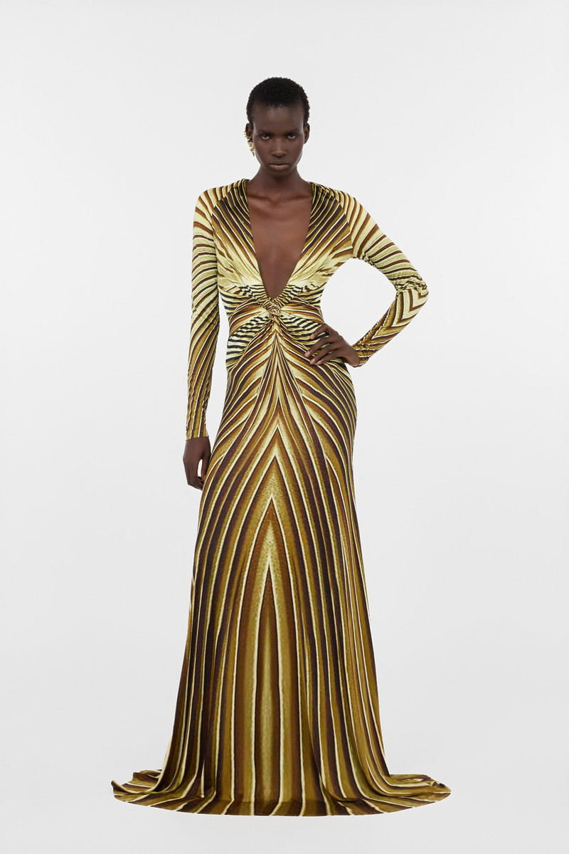 Roberto Cavalli Extra-Long Dress with Ray Of Gold Print outlook