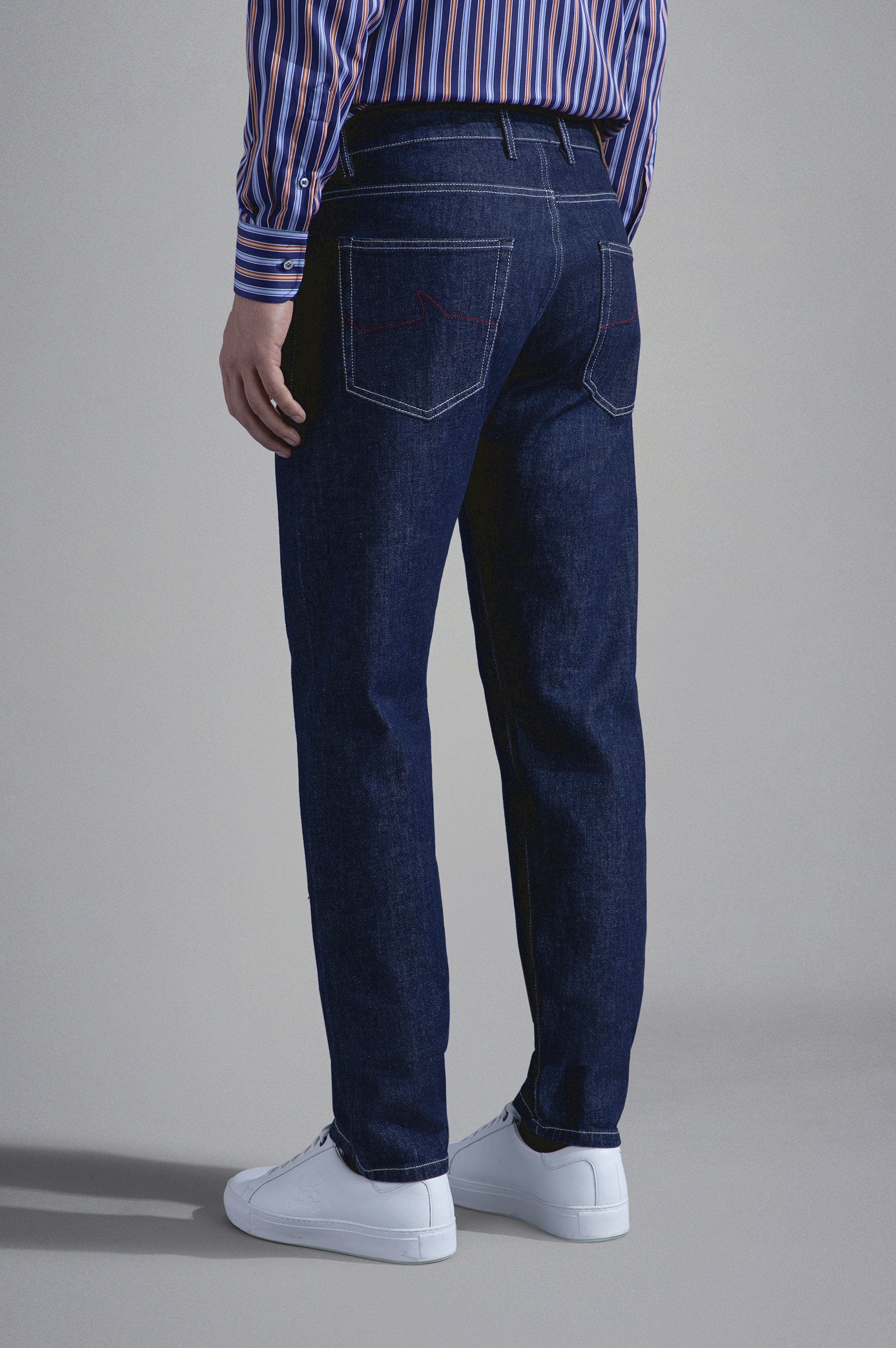 RED RIVET STRETCH JEANS - 3