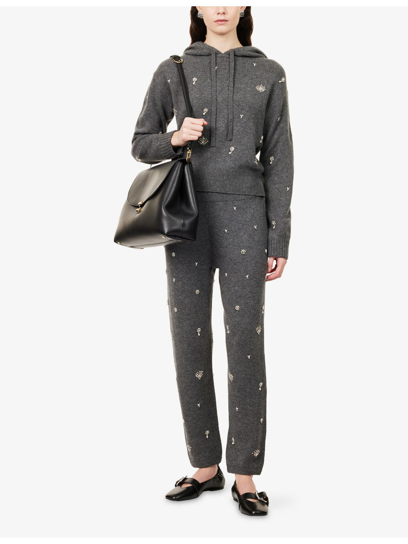SIMKHAI Kandace Embellished Wool and Cashmere-Blend Jogging Bottoms outlook