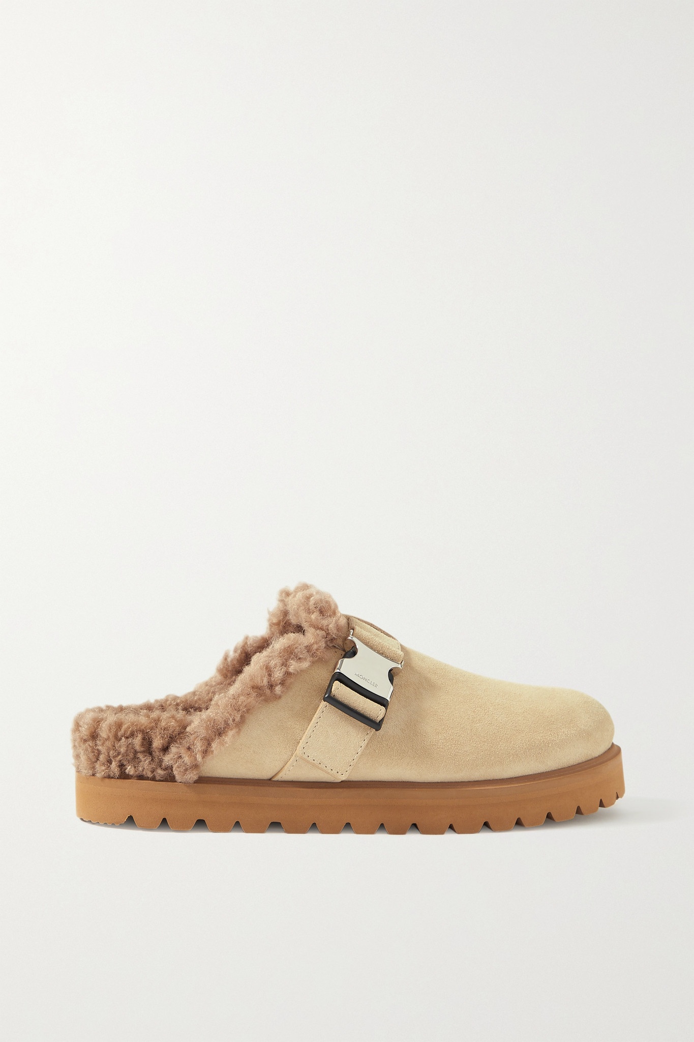 Mon faux shearling-lined suede mules - 1