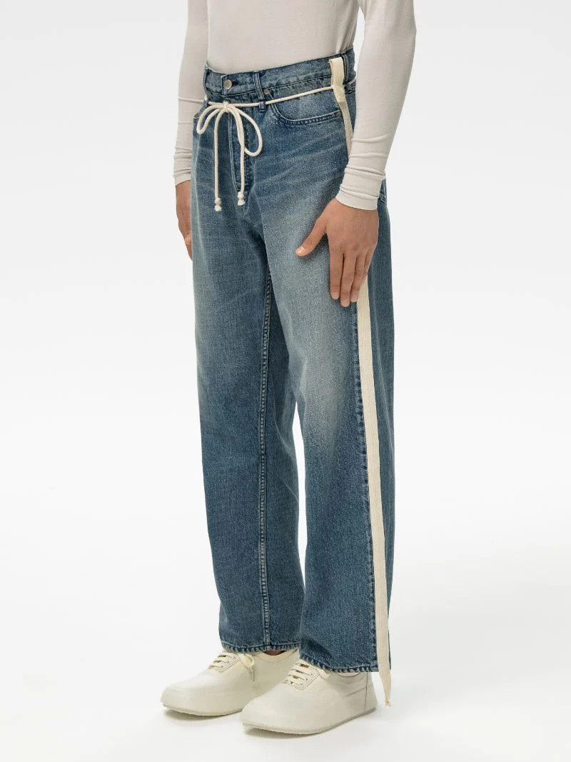 DRAWSTRING SIDE-TAPED DENIM PANTS 4