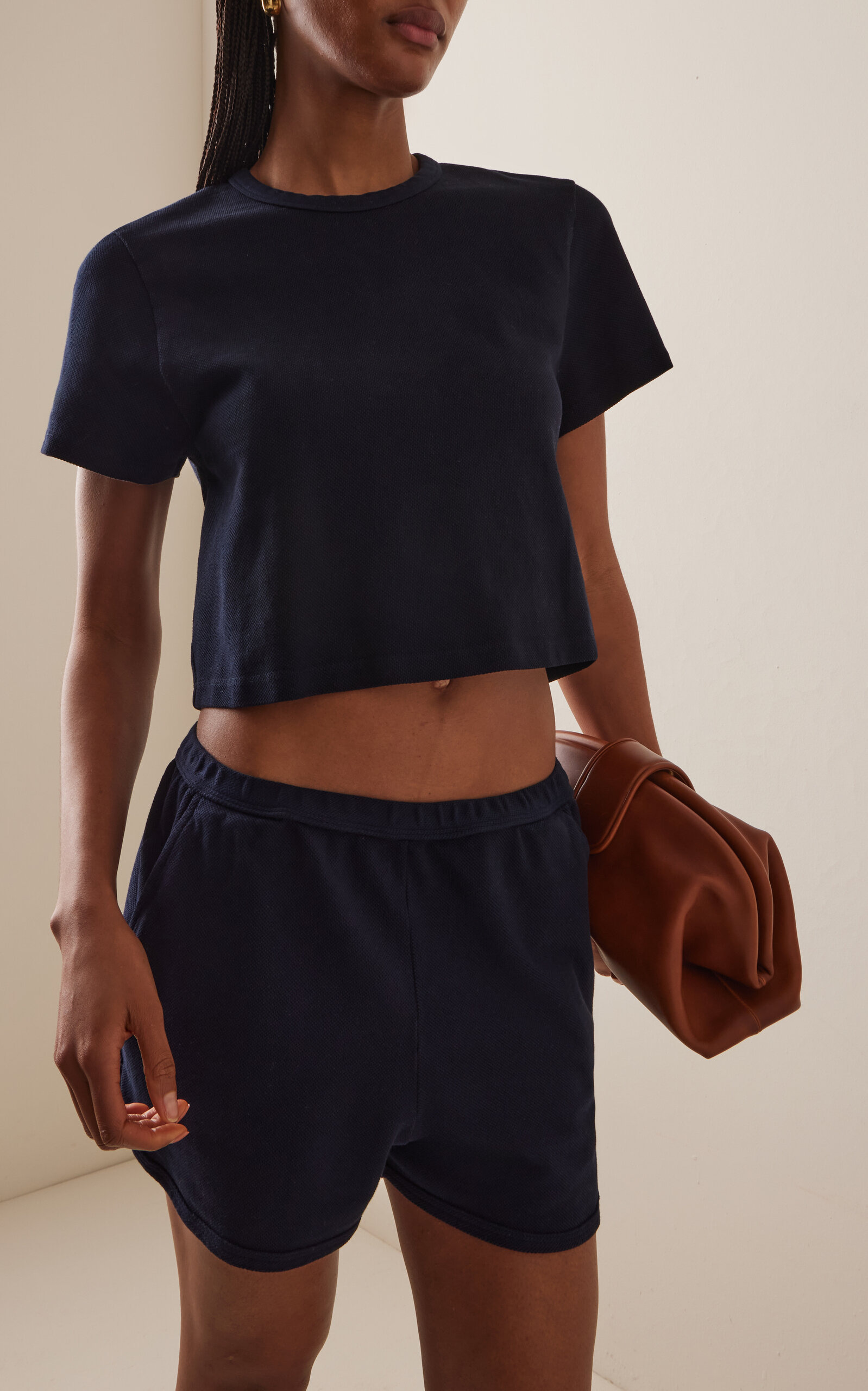 Daria Cropped Cotton T-Shirt navy - 2