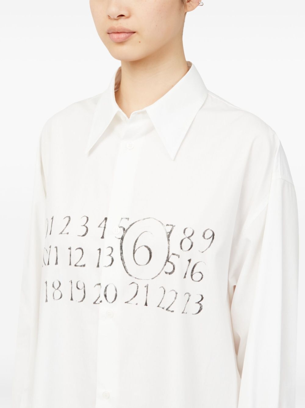 signature numbers motif shirt dress - 7