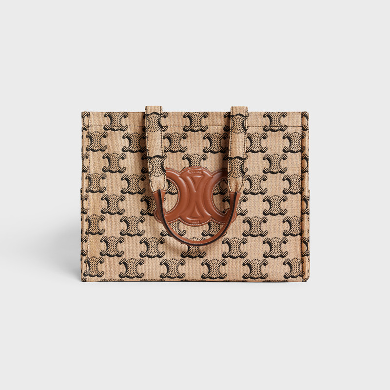 Large Cabas Thais in RAFFIA JACQUARD TRIOMPHE & CALFSKIN 1