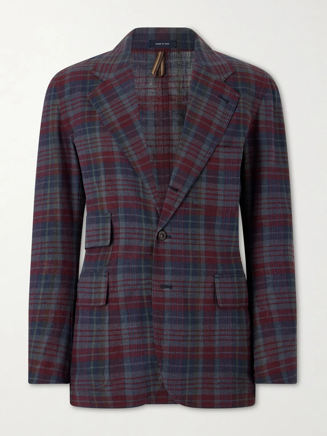 Madras Games Checked Linen-Blend Blazer - 1