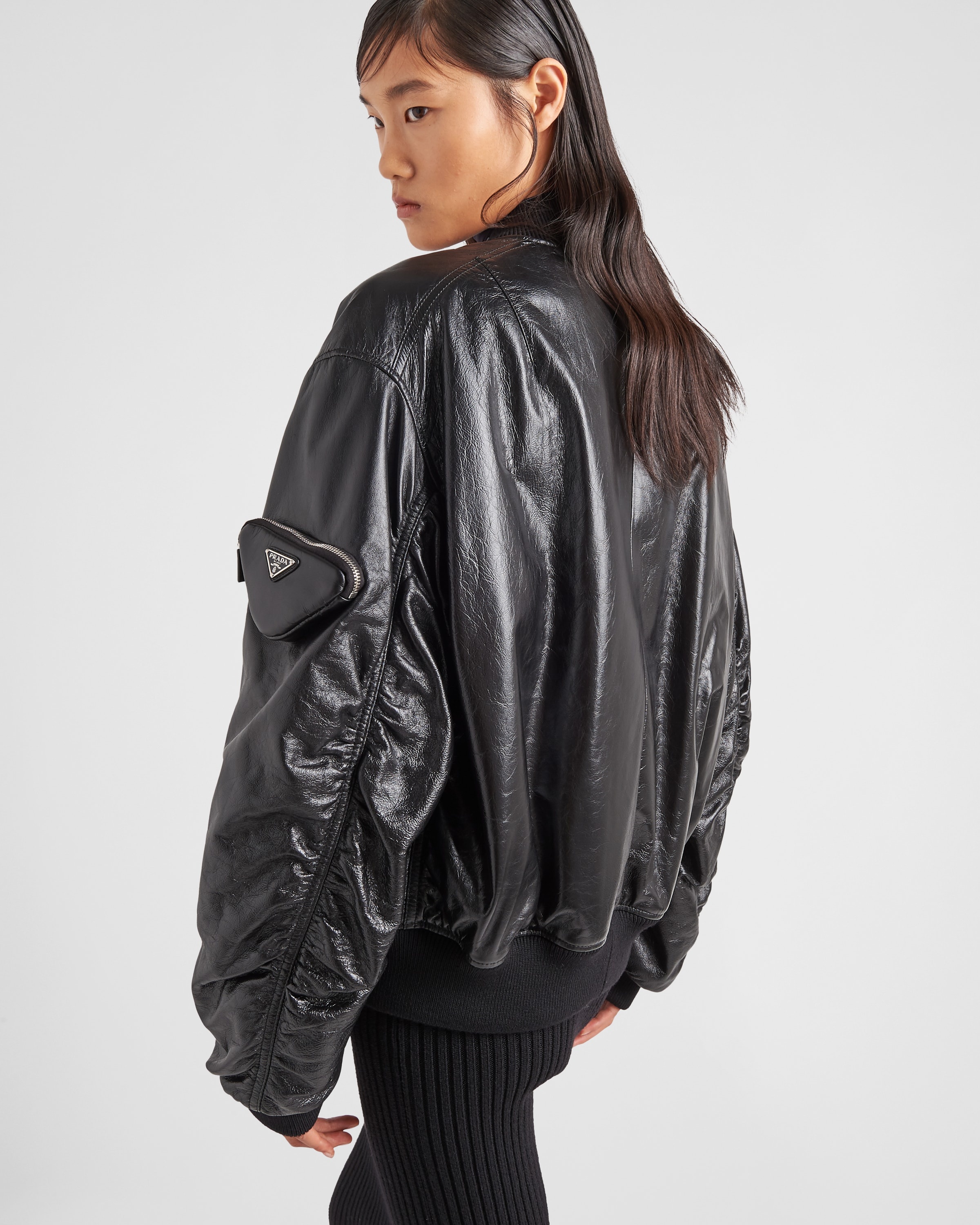 関税・送料込 PRADA Oversized nappa leather bomber ジャケット Prada Oversized nappa leather bomber jacket | REVERSIBLE