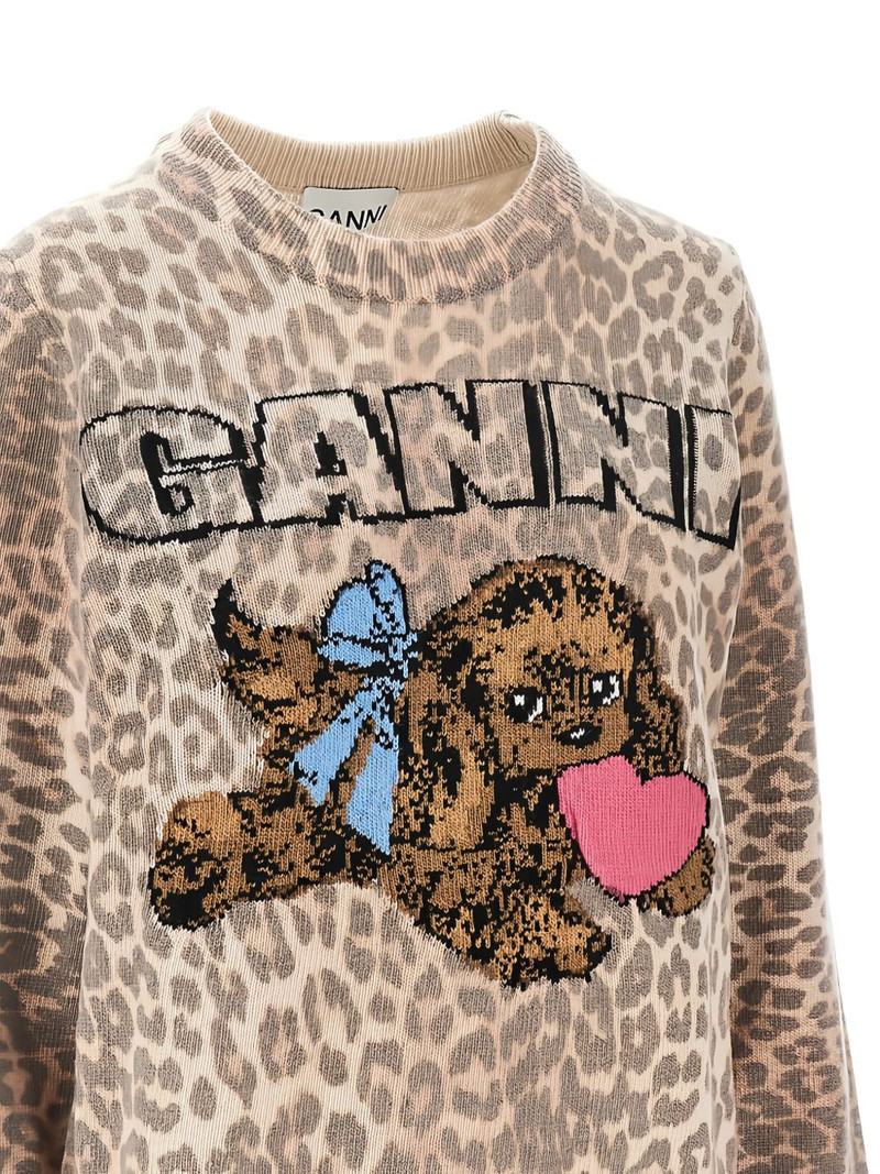 GANNI leopard appliqué sweater outlook