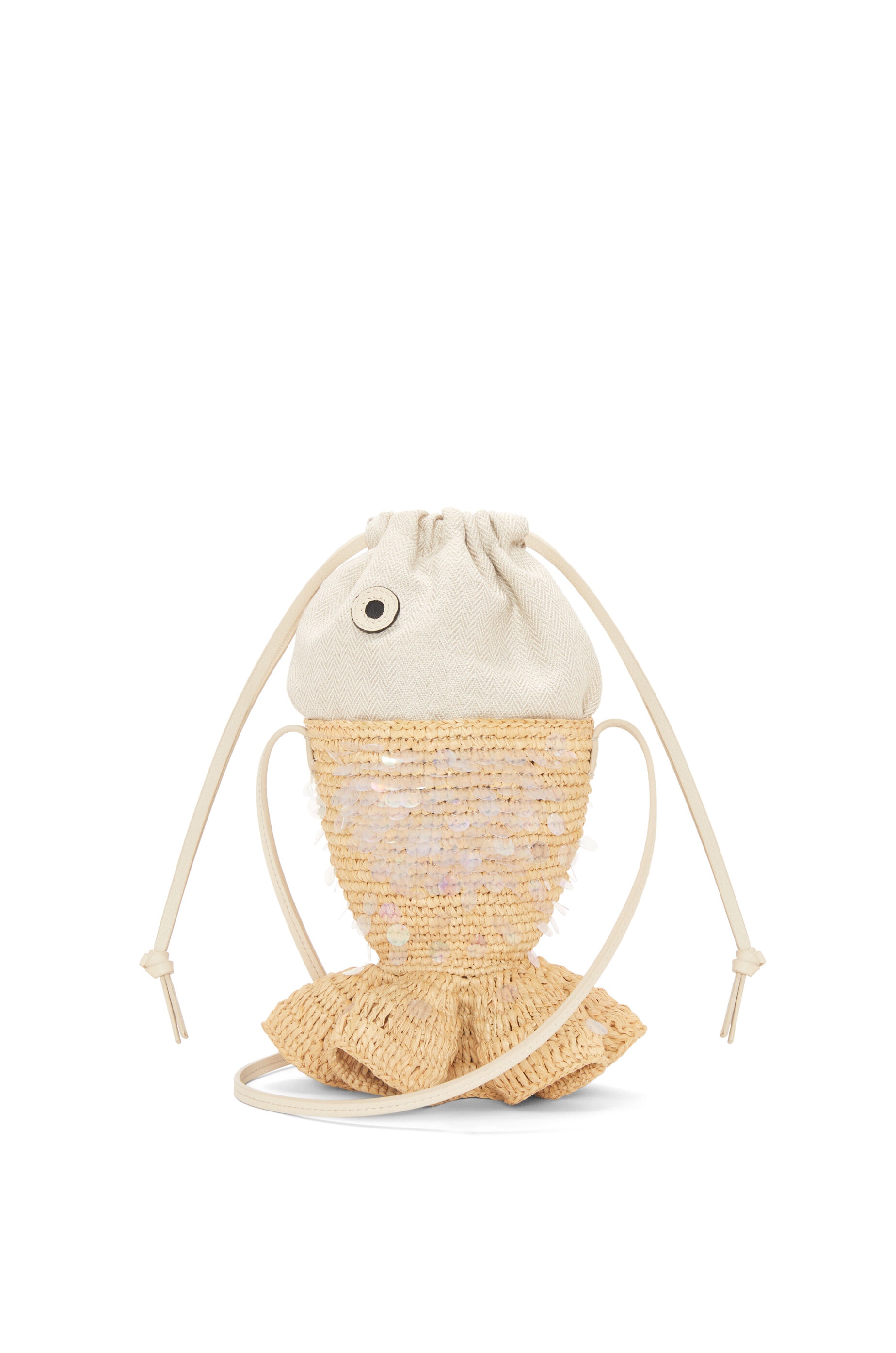 Fish pouch in canvas and raffia - 1