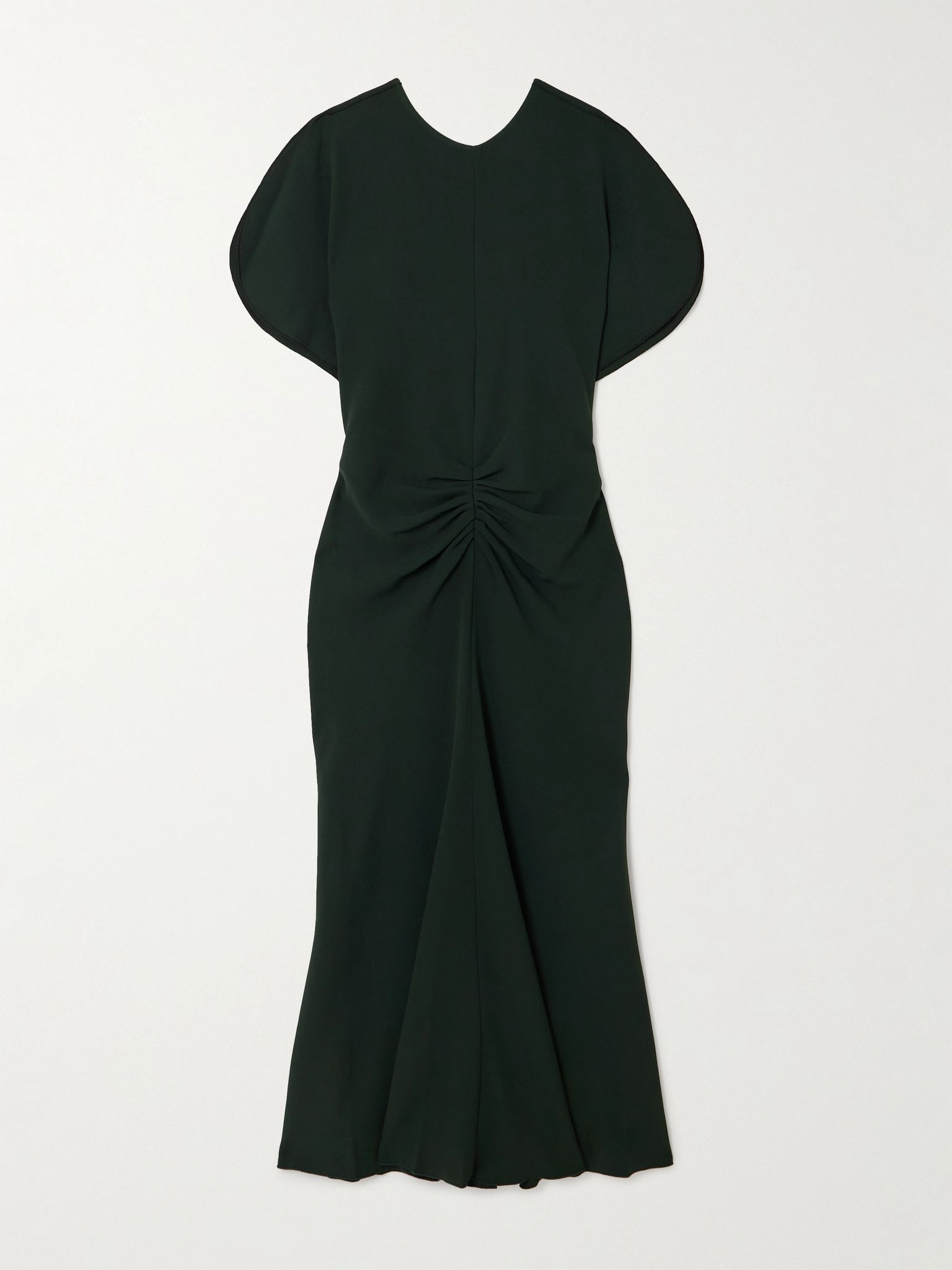Gathered crepe midi dress Green - 1