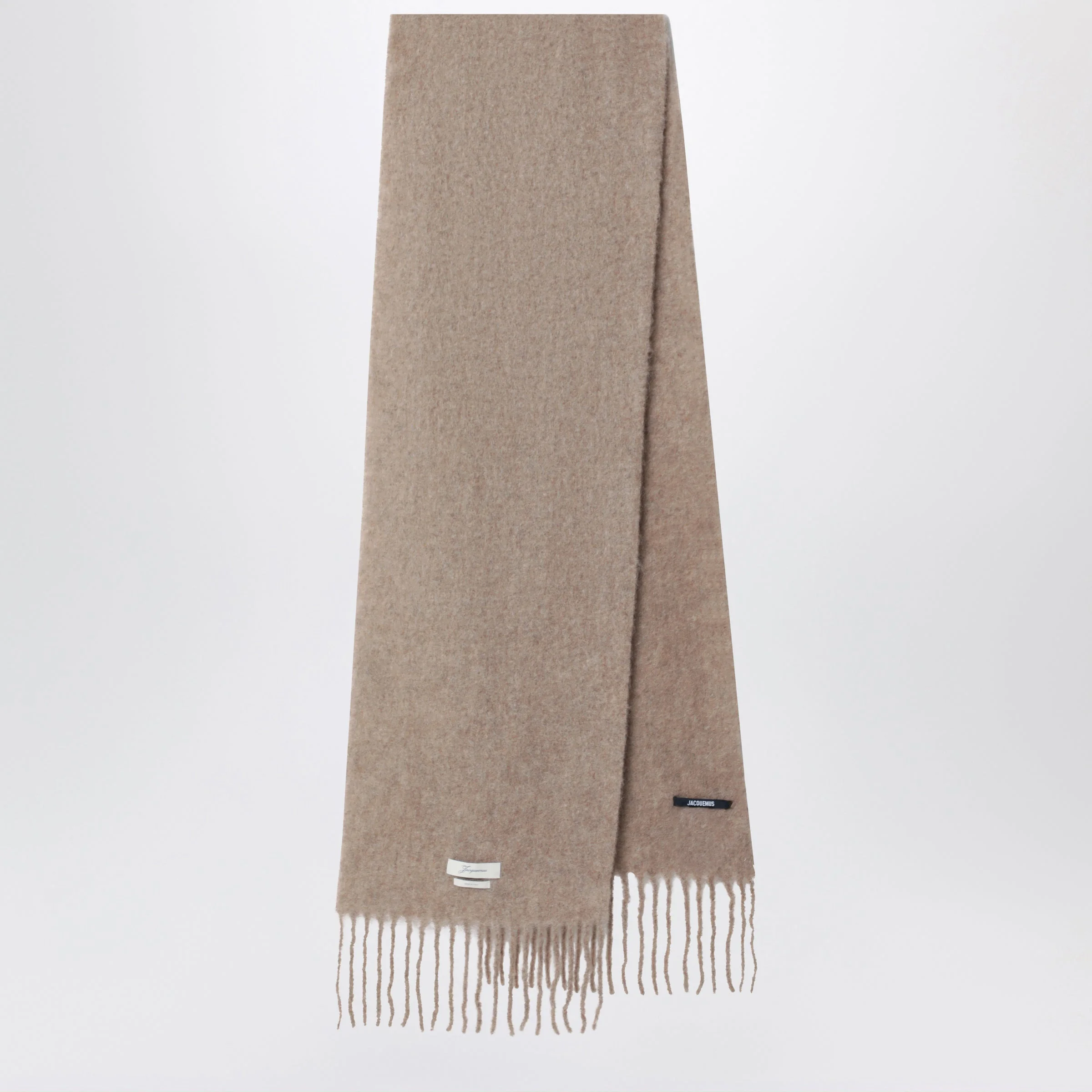 Taupe mohair and alpaca-blend scarf - 1