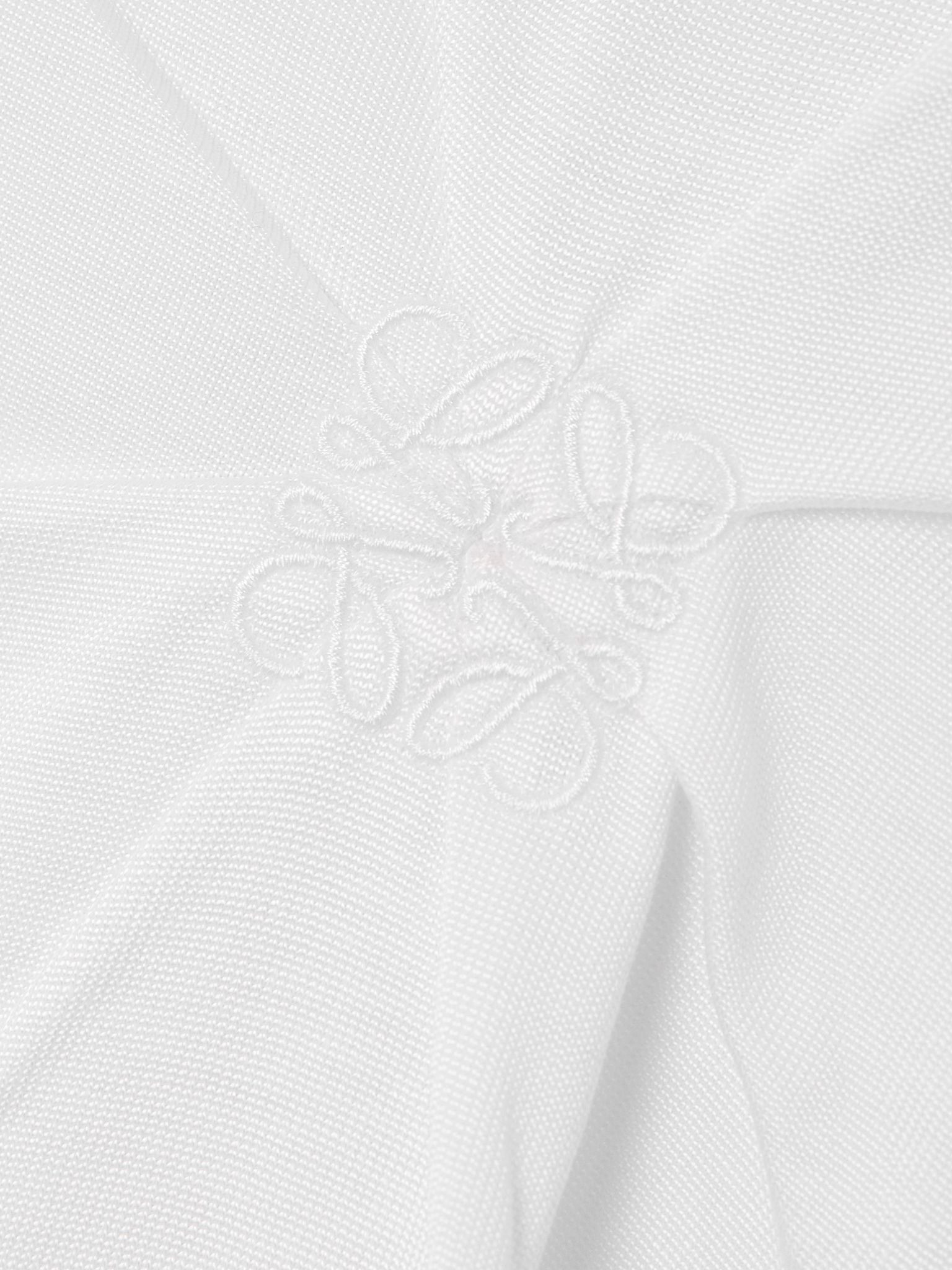 Gathered embroidered cotton-blend piqué T-shirt White - 5