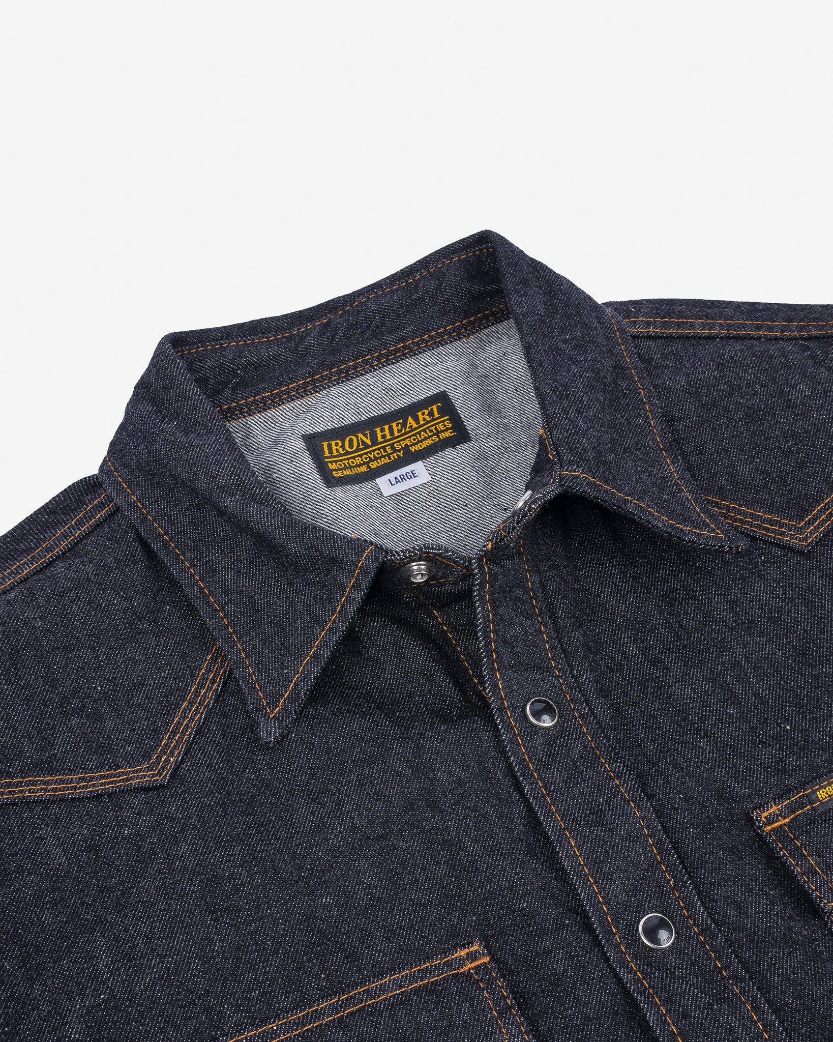 IHSH-33-BLK 12oz Selvedge Denim Western Shirt - Black - 15