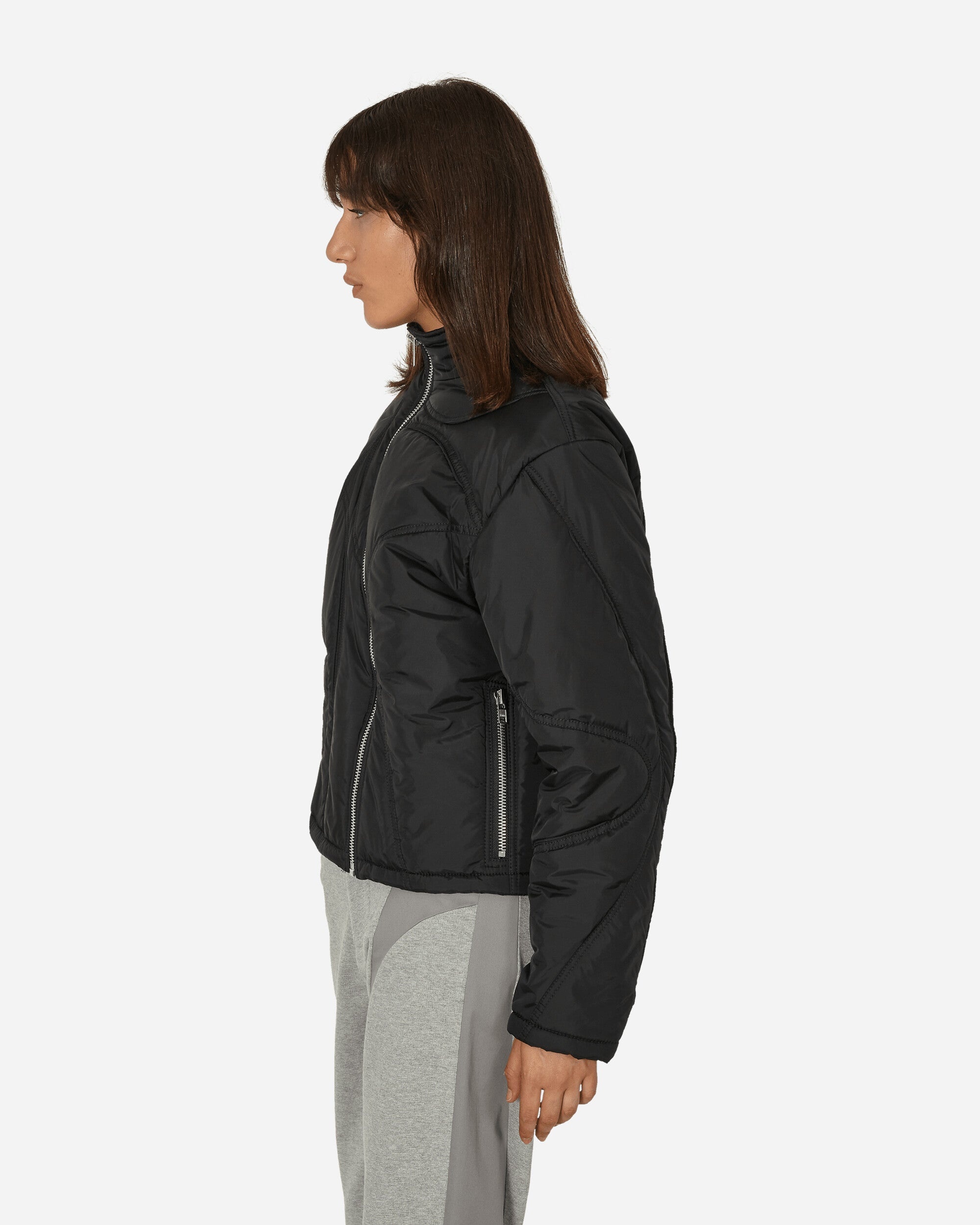 Piping Nylon Puffer Jacket Black - 2
