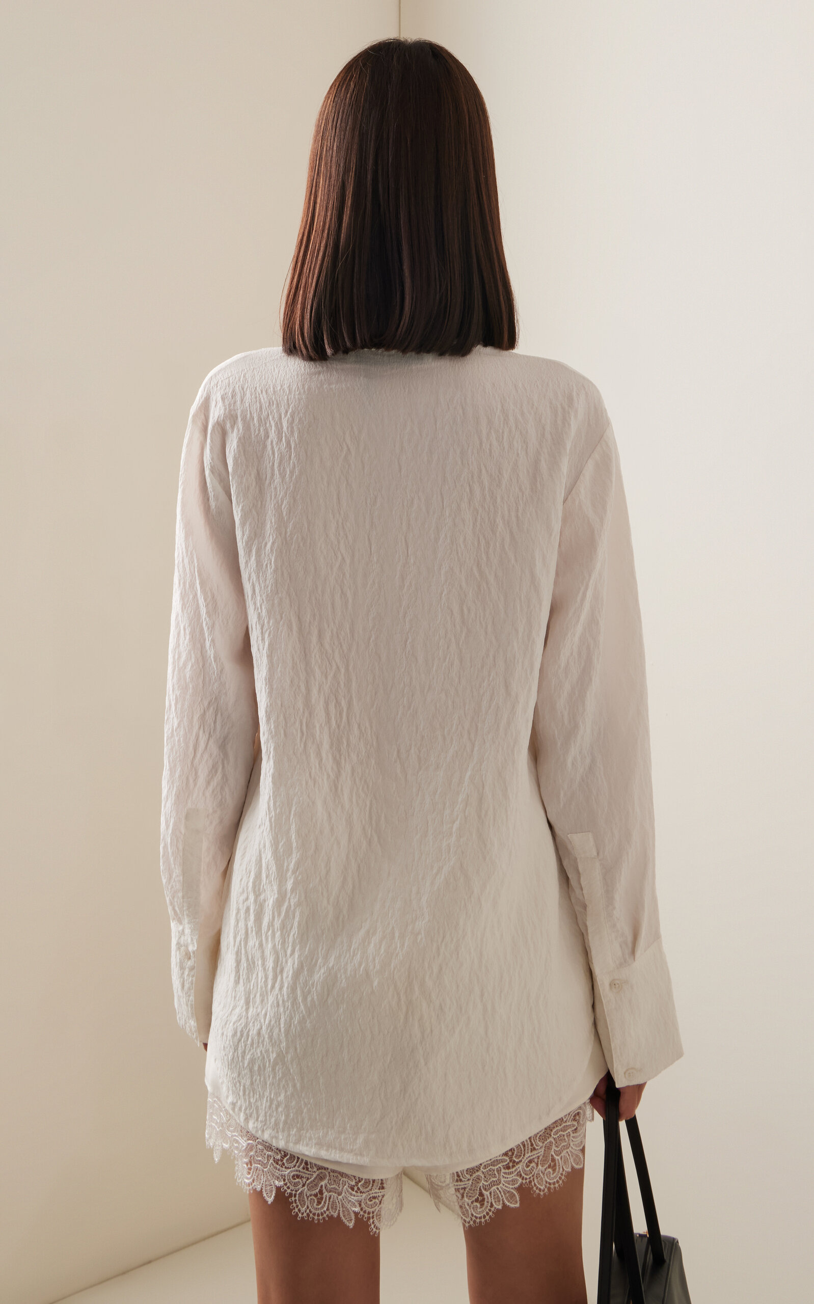 Knotted Hammered Silk-Blend Shirt white - 4