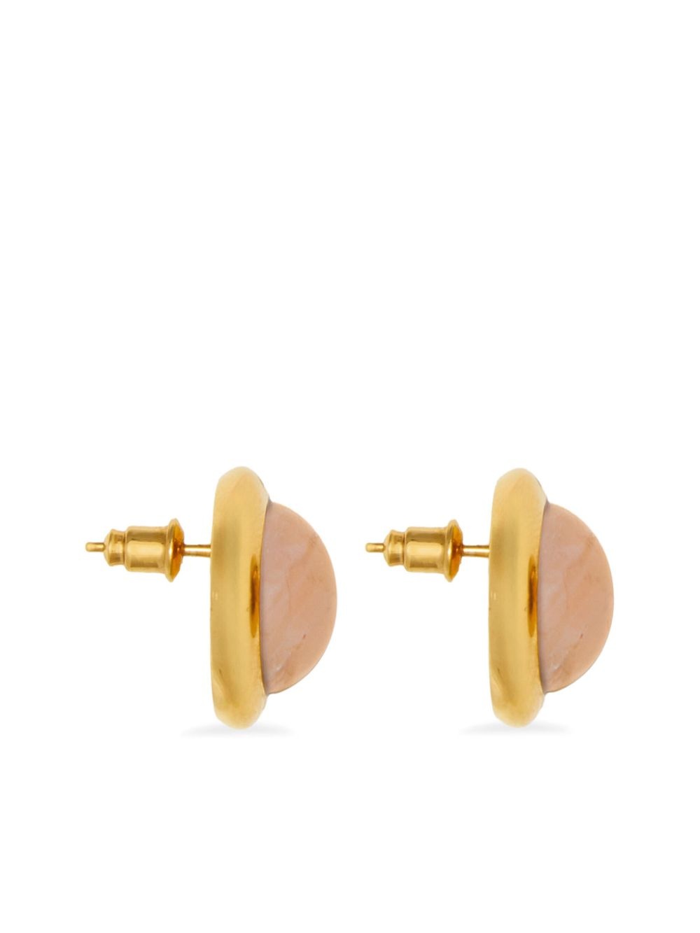 semi-precious stone button stud earrings - 2
