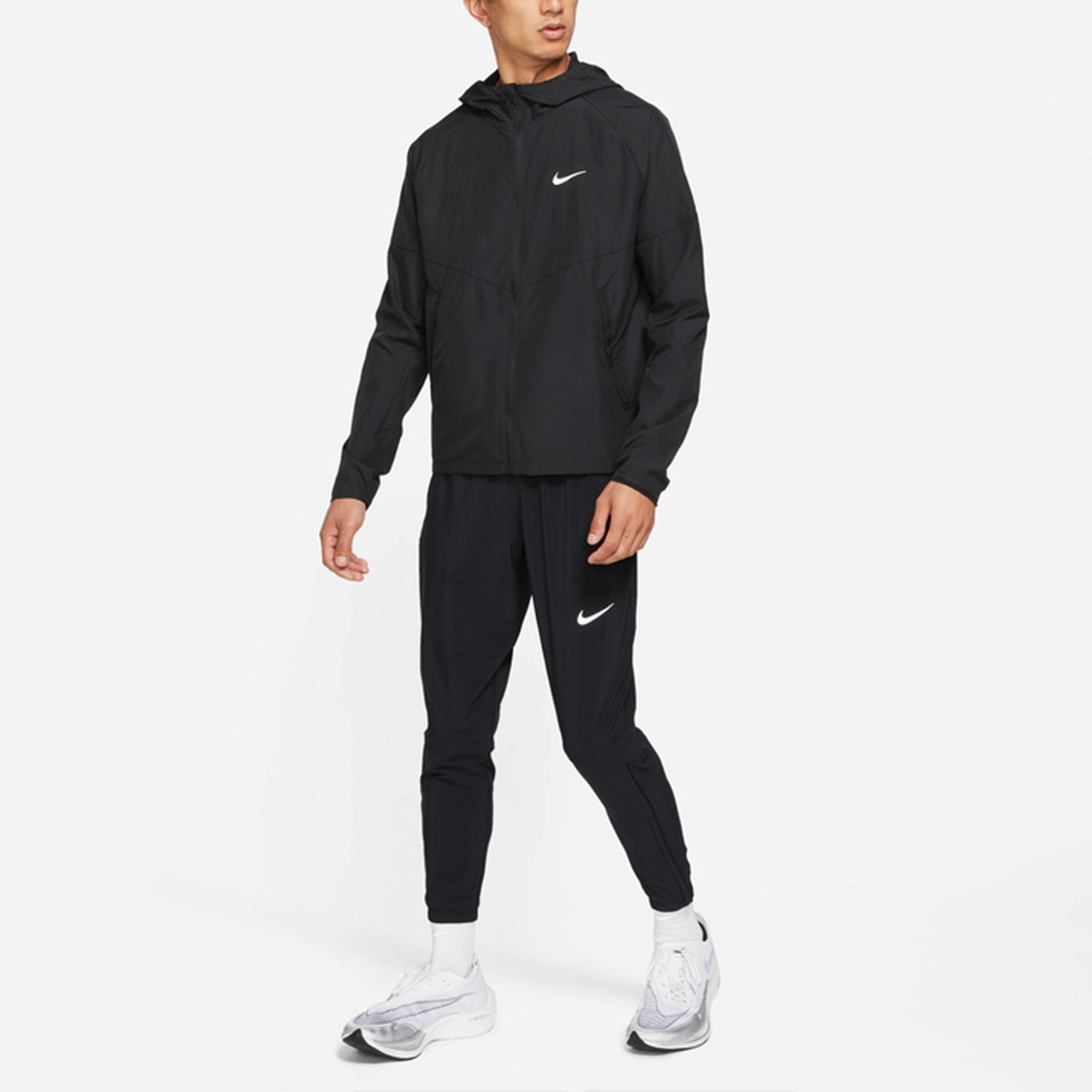 Nike As Men's Nk Rpl Miler JKT Jacket Reflective Logo Print Woven Sports Hooded Jacket Men's Black D - 3