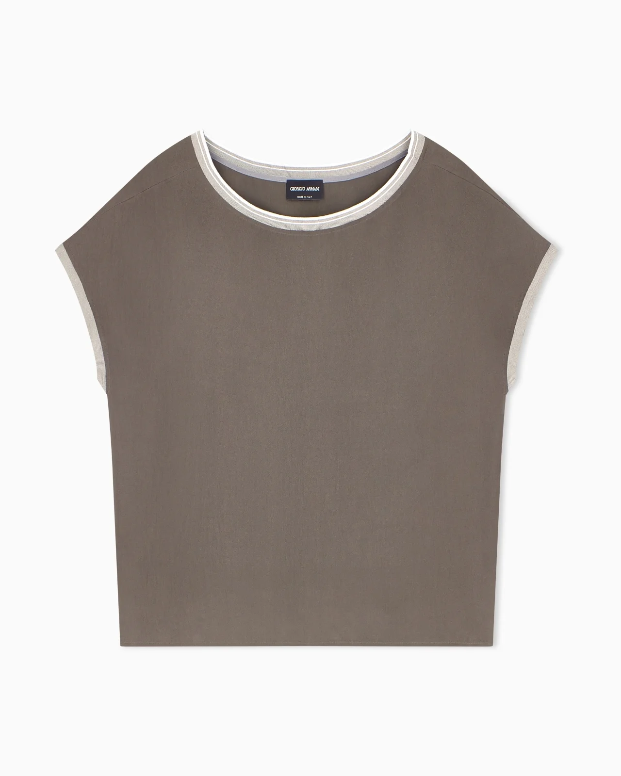 BLOUSE REGULAR FIT HEAVY WASHED SILK RIBBED CREW NECK - 1