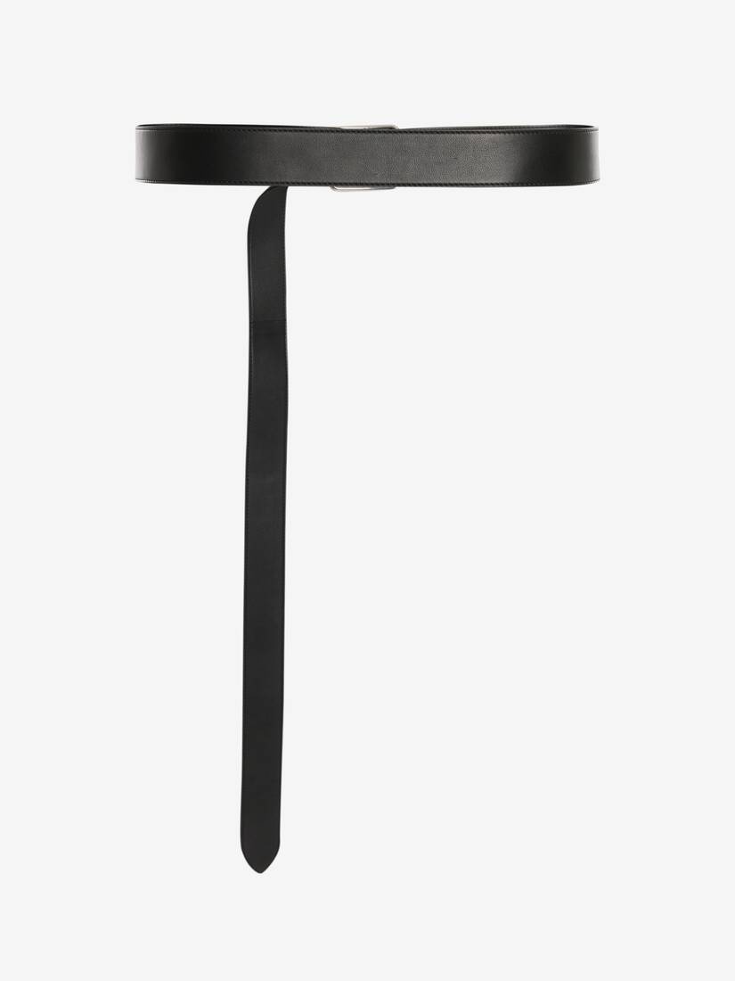 Men's Leather Long Belt in Black - 2