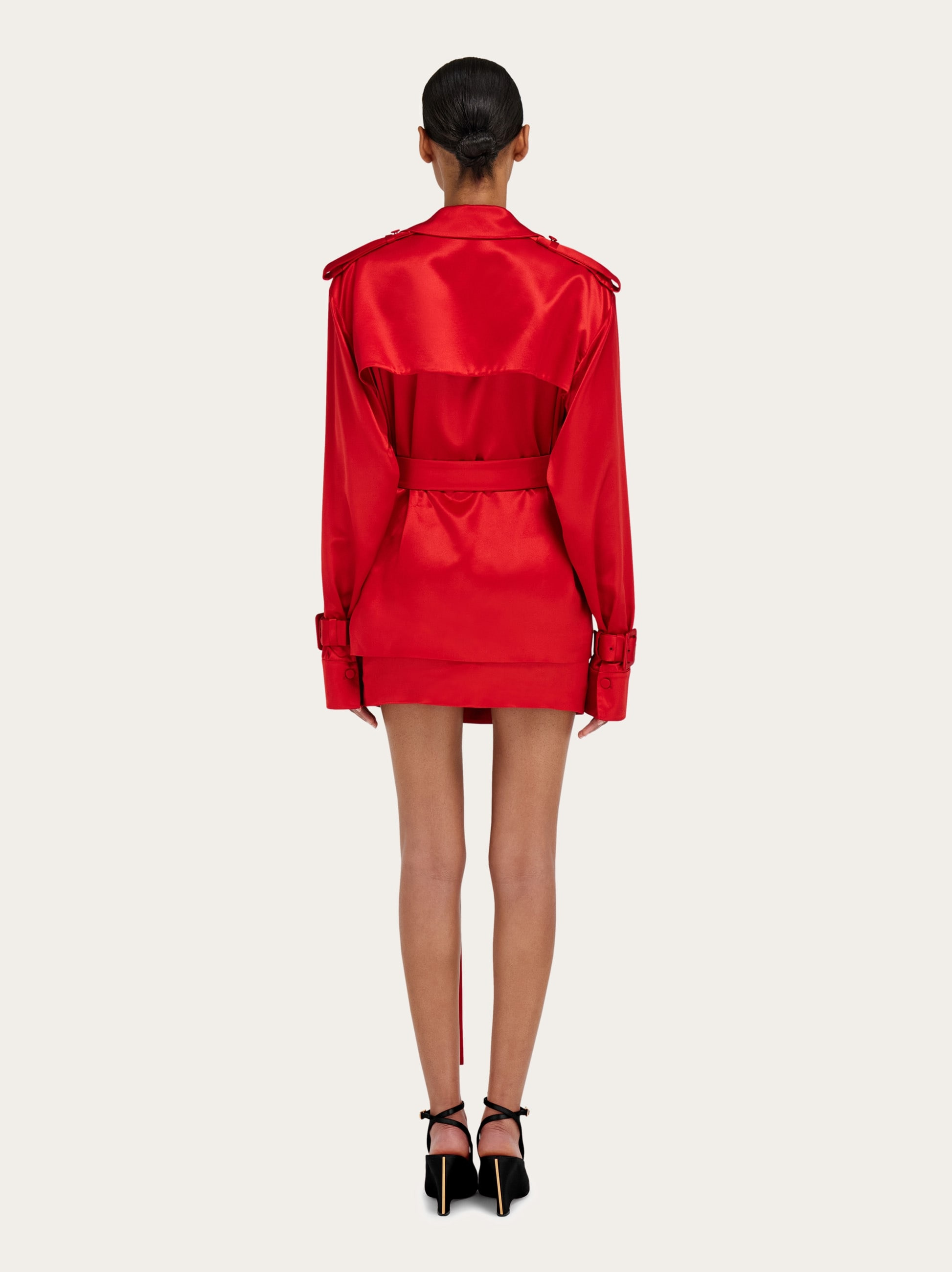 Short satin trench - 4