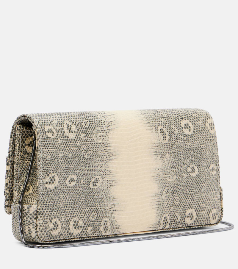 Manolo Blahnik Maygot snake-effect leather clutch outlook