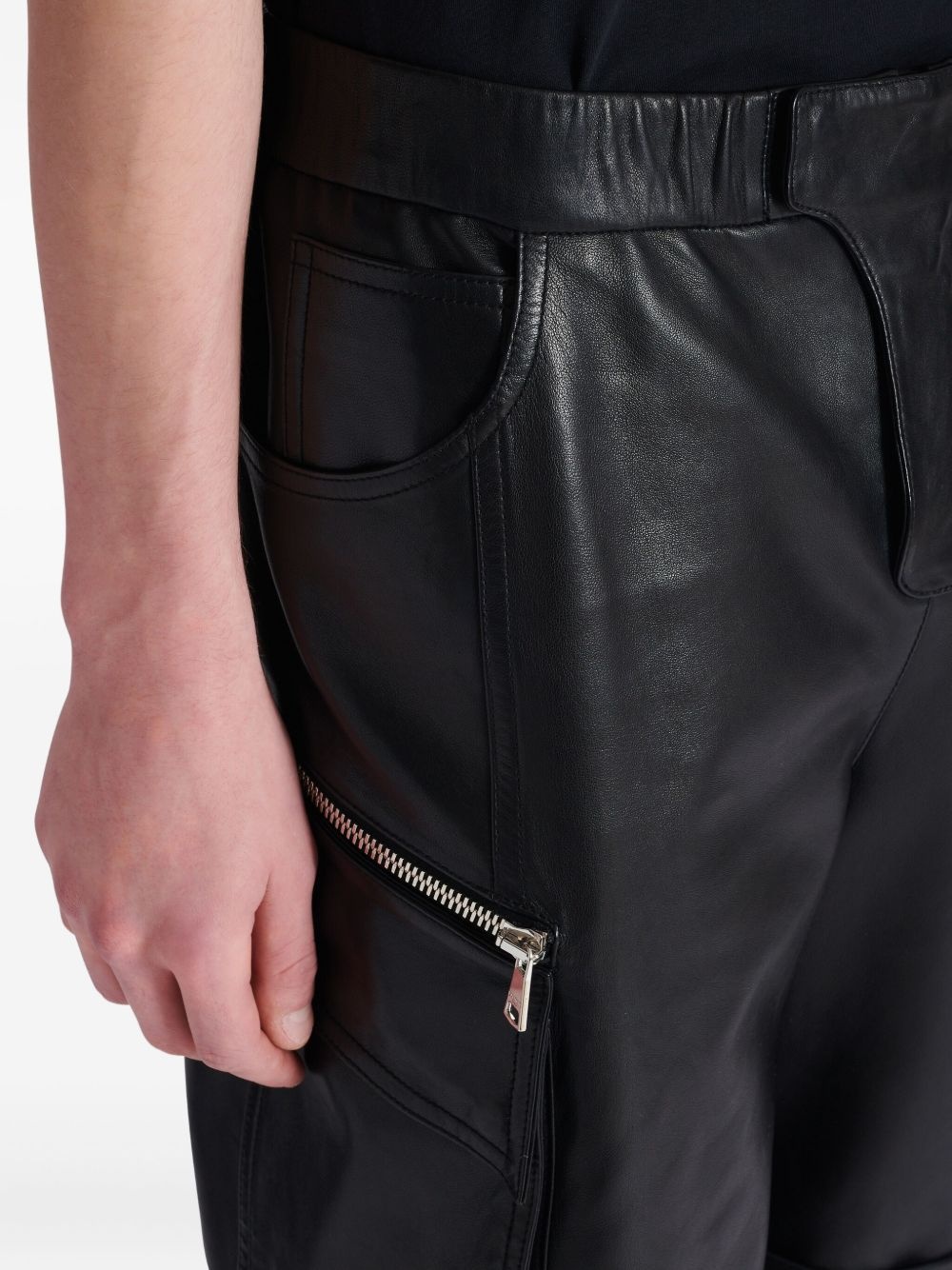 leather cargo shorts - 7